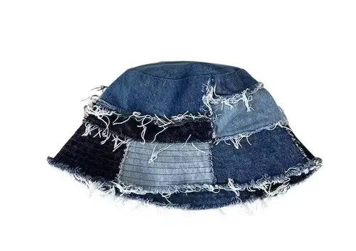 VIBE Denim patchwork distressed bucket hat Size ONE SIZE - 3 Thumbnail