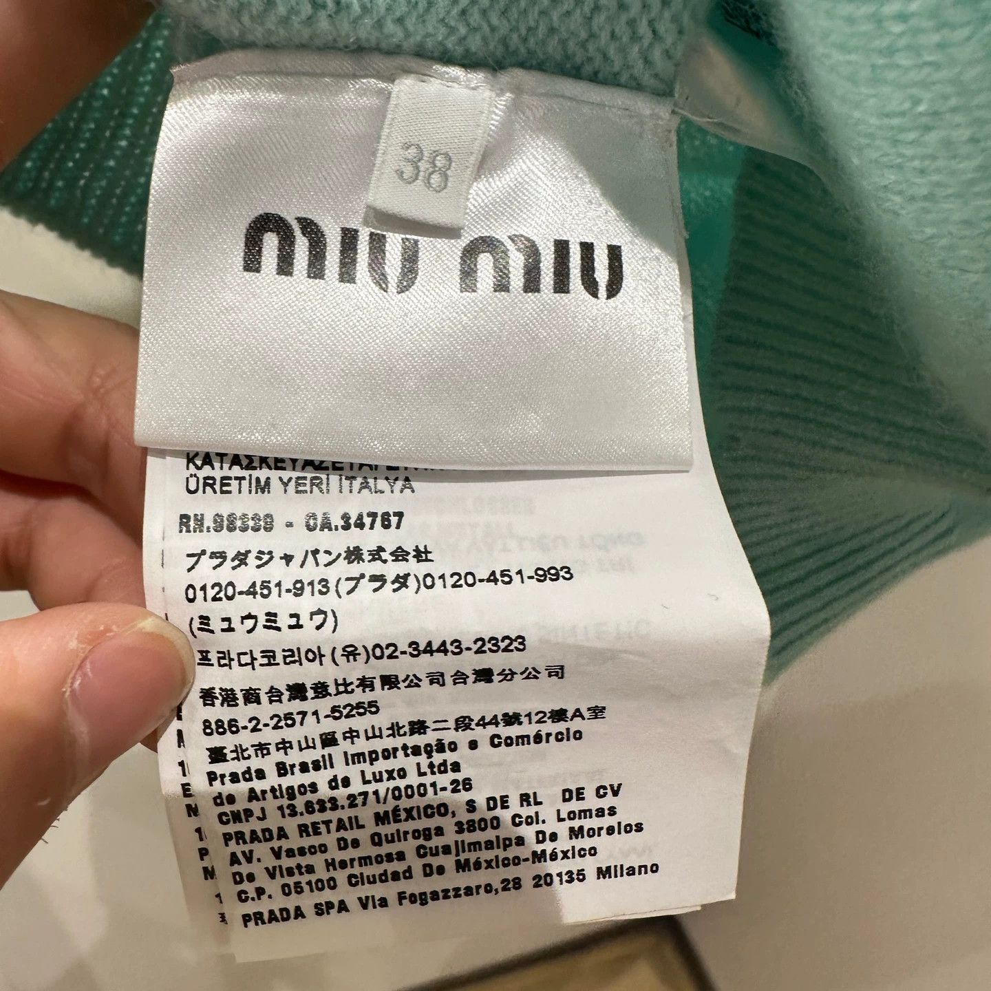 Miu Miu MIU MIU may626 Crystal Lagoon Blue Cashmere Knit SS 38W Size XS / US 0-2 / IT 36-38 - 4 Thumbnail