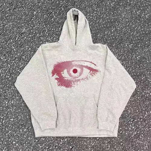 Designer × Japanese Brand Grey washed vintage devil eye print cotton hoodie Size US L / EU 52-54 / 3 - 4 Thumbnail