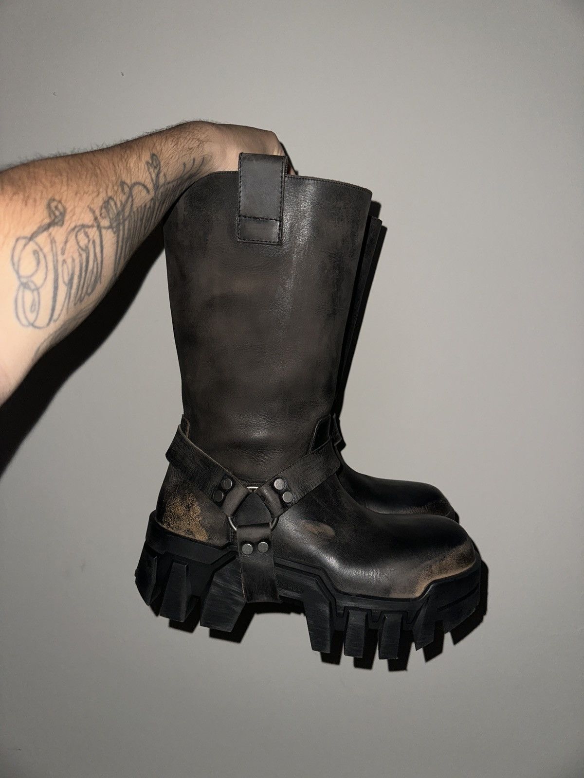 Balenciaga Worn Out Bulldozer Harness Boots