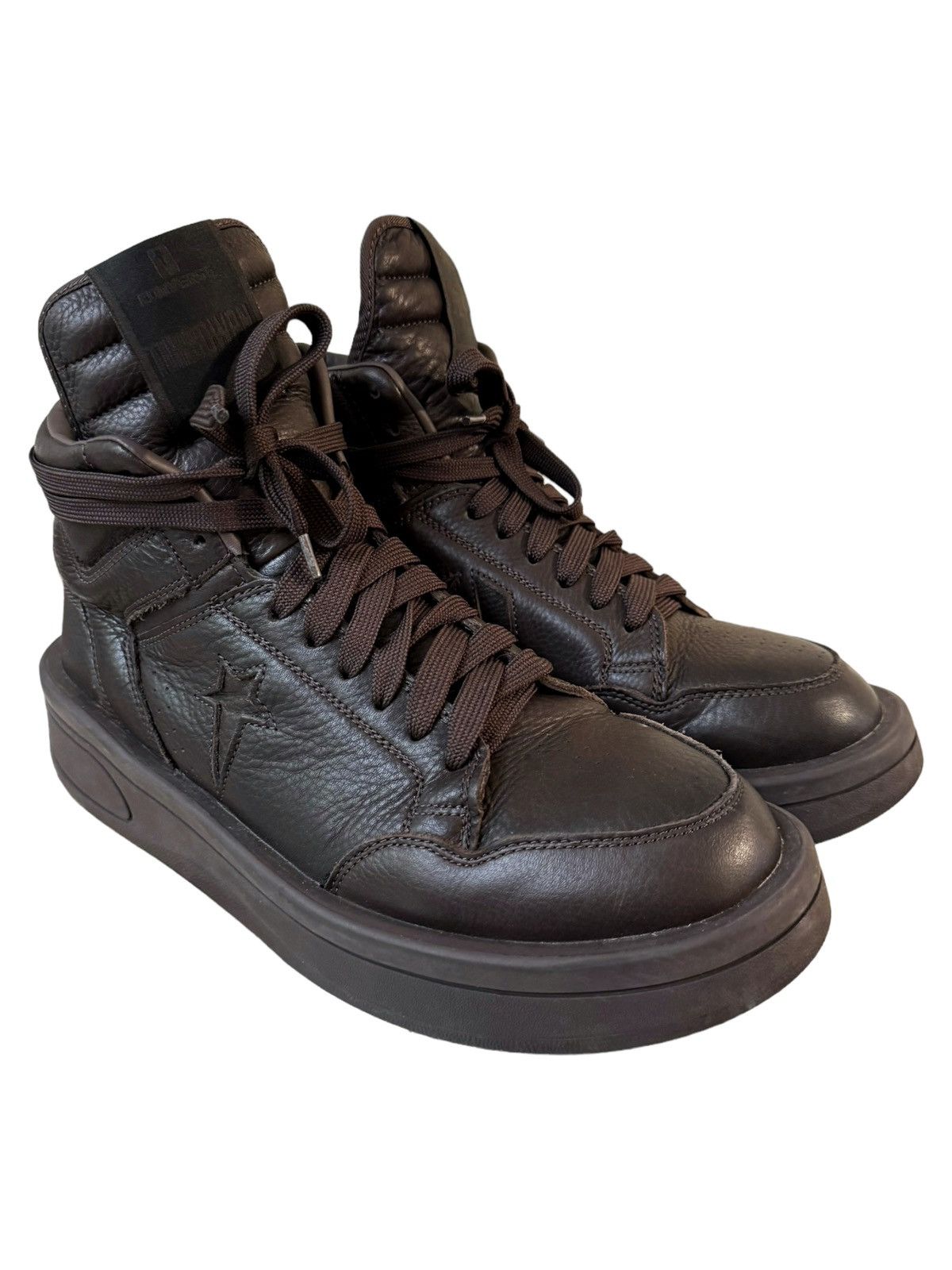image of Converse x Rick Owens Turbowpn Brown Maroon Clay Hightop Shoes, Men's (Size 11)
