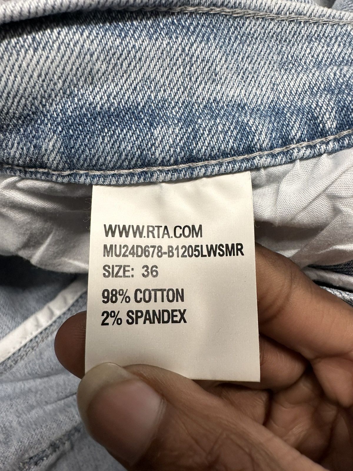 RTA Small White Spell Washed Blue Denim Jeans Size 36