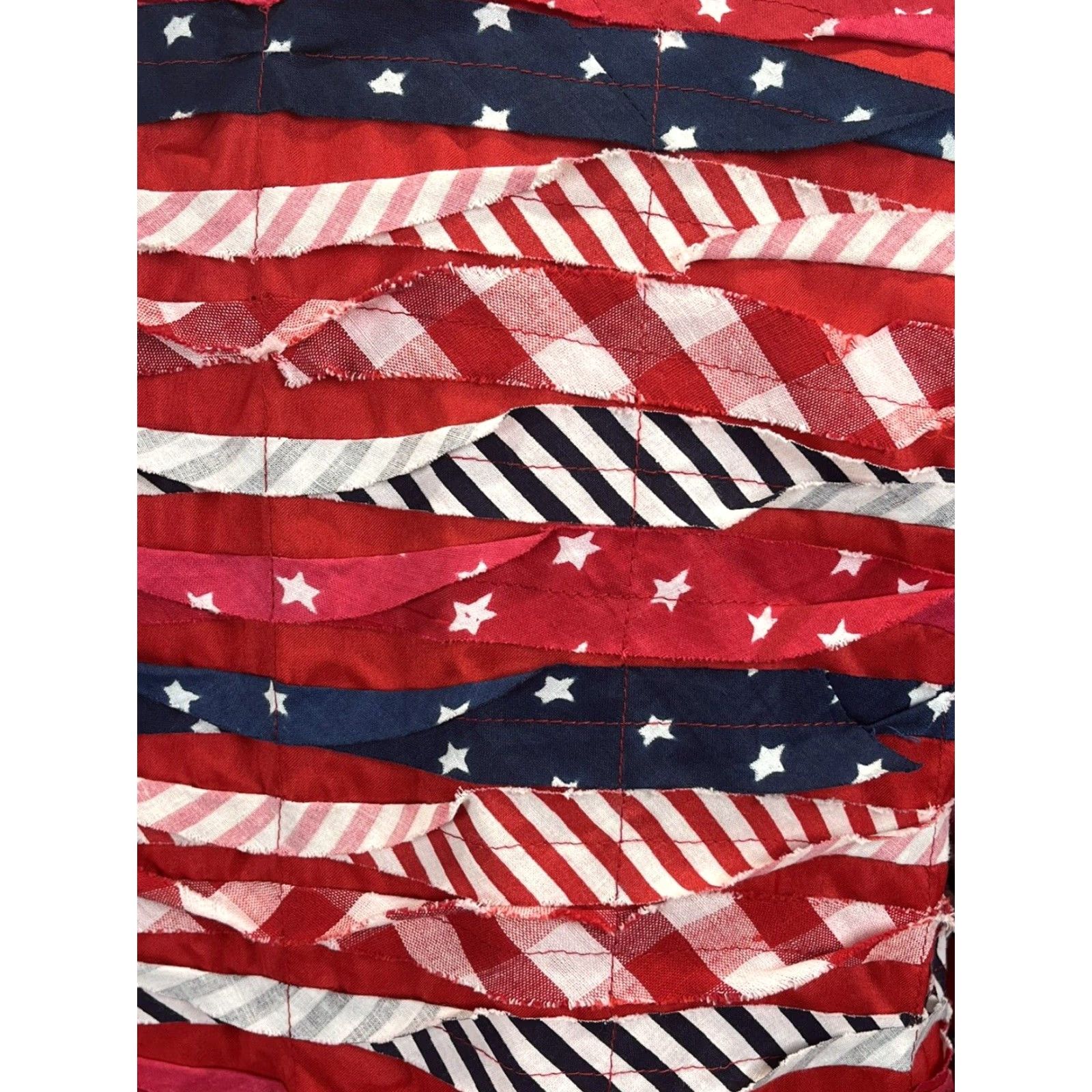 Vintage VINTAGE Keren Hart Women's Quilted Flag Jacket Large Red White Blue 4th July Patriotic Size L / US 10 / IT 46 - 7 Thumbnail