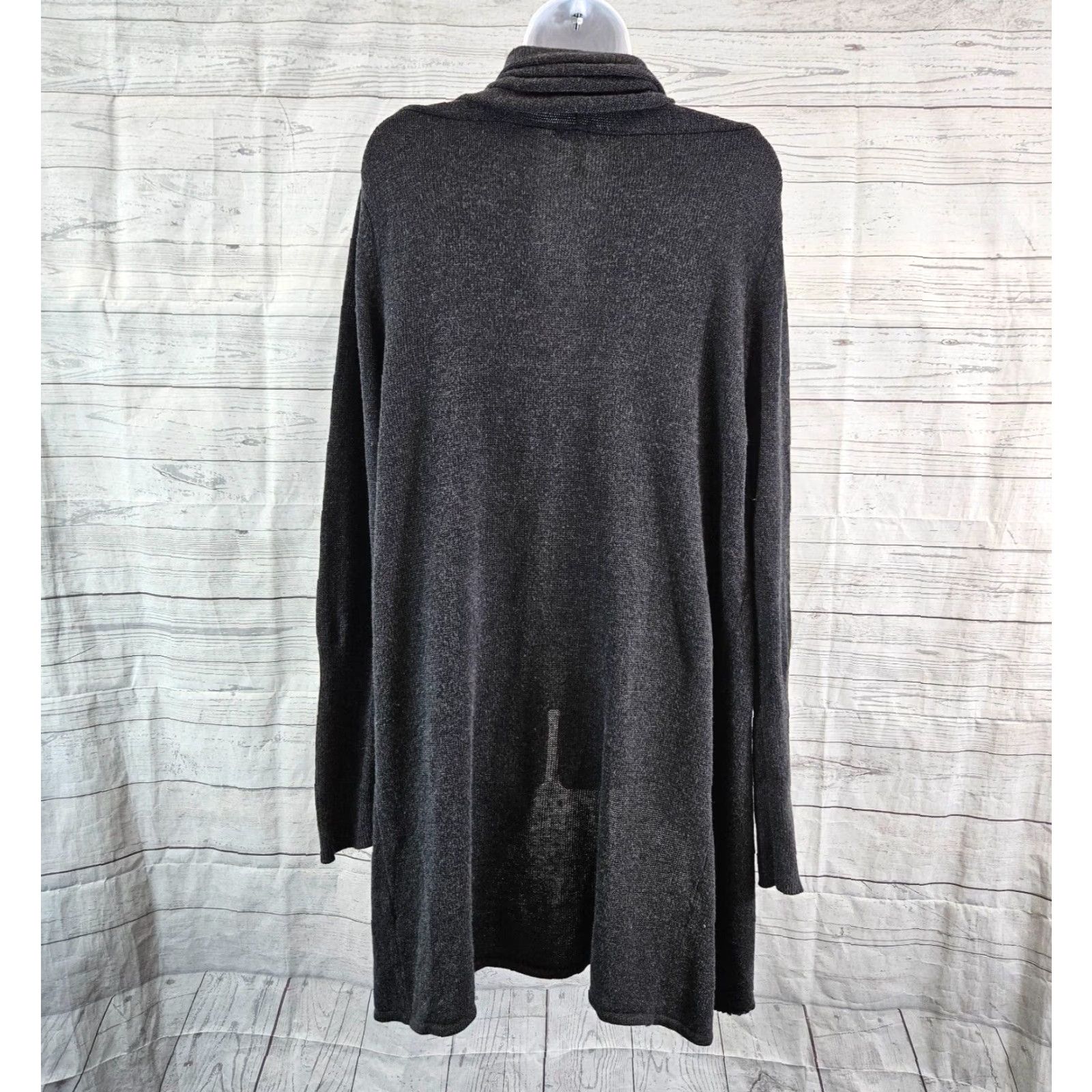Vintage Leith Cardigan Womens Gray Open Front Long Sleeve Medium Cotton Rayon Sweater Size M Front Open Size M / US 6-8 / IT 42-44 - 4 Thumbnail