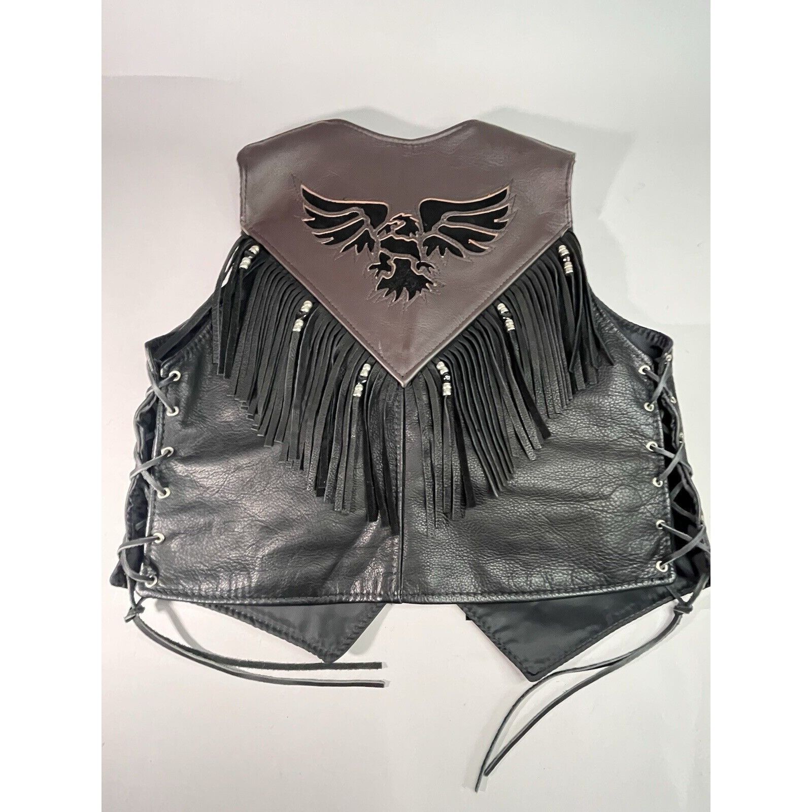 Other TRD Leathers Women's Black Biker Vest Fringe Eagle Inlay Buf Size XL / US 12-14 / IT 48-50 - 7 Thumbnail