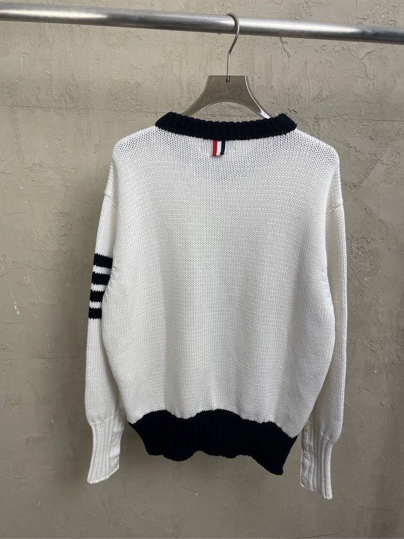 Thom Browne Thom browne White pocket striped four-stripe knitted sweate Size US XL / EU 56 / 4 - 2 Thumbnail