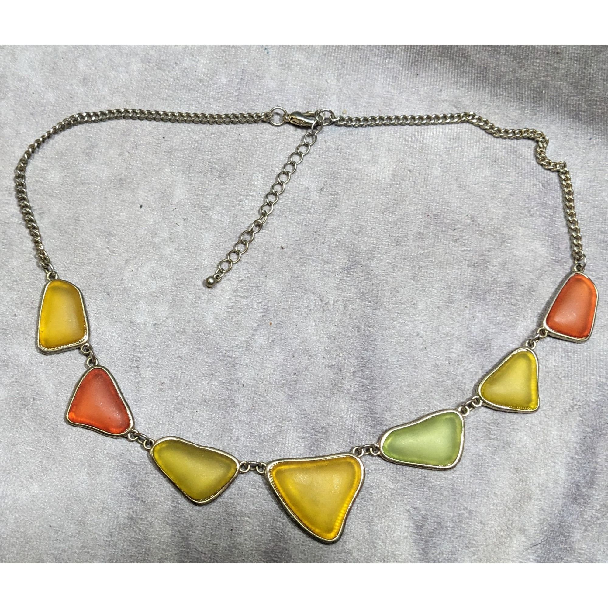 Other Vintage Retro Frosted Glass Gemmed Necklace Size ONE SIZE - 6 Thumbnail