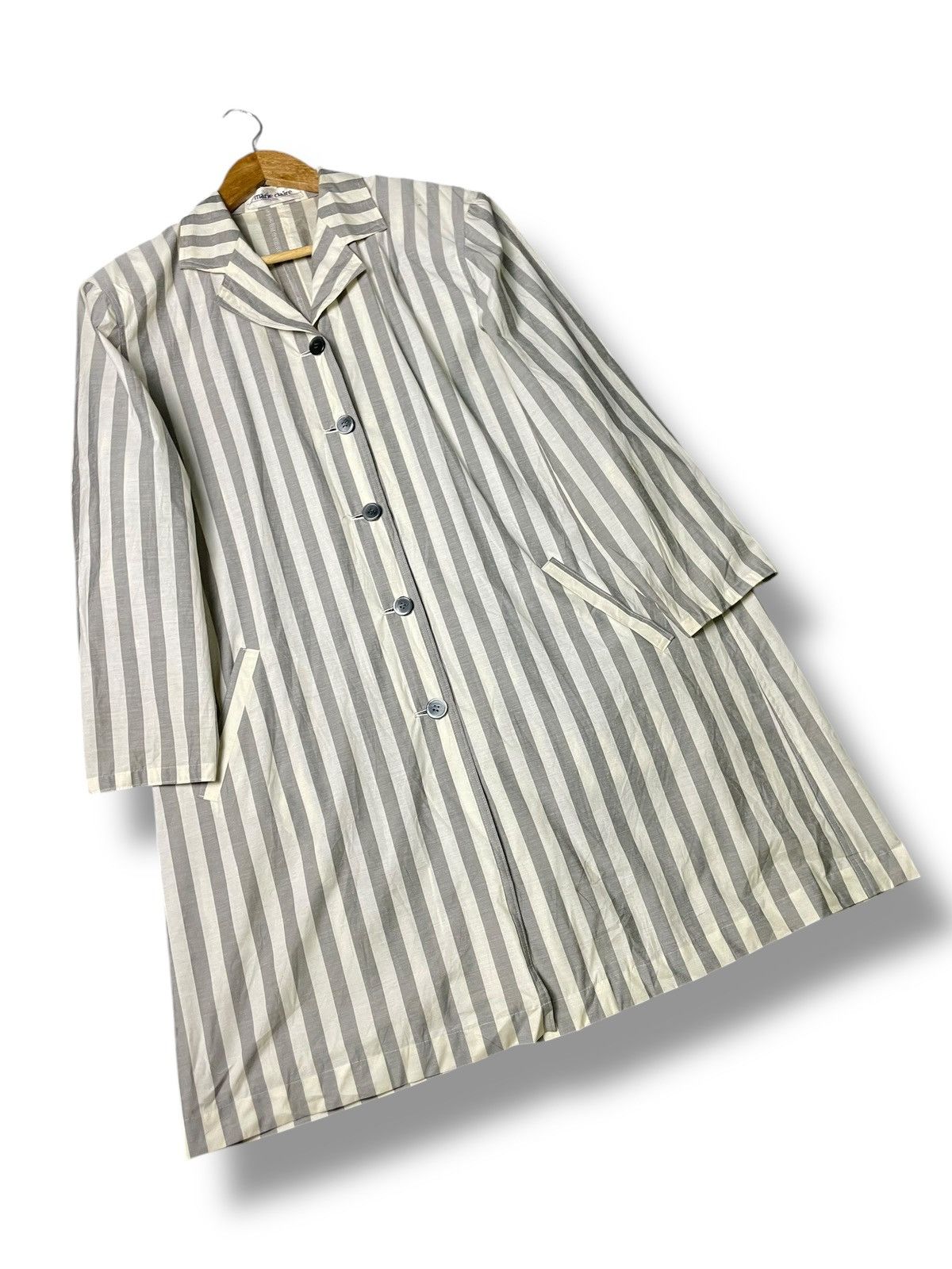 Japanese Brand × Vintage Marie Claire Cotton Stripe Long Coat (70) Size US S / EU 44-46 / 1 - 4 Thumbnail