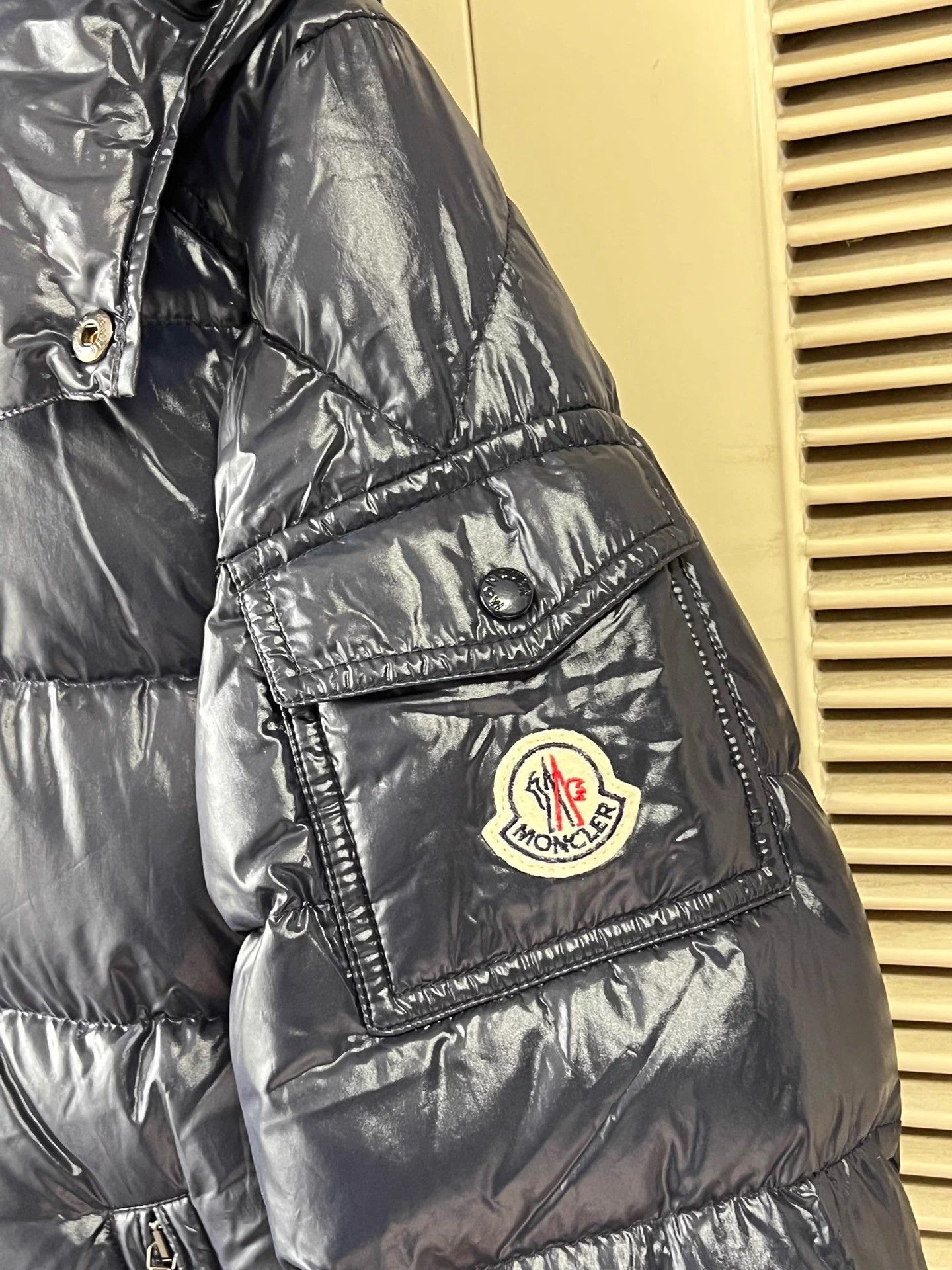 Moncler Moncler Maya Navy Shiny Hooded Short Down Jacket Size 12 Size XXS / US 00 / IT 34 - 5 Thumbnail