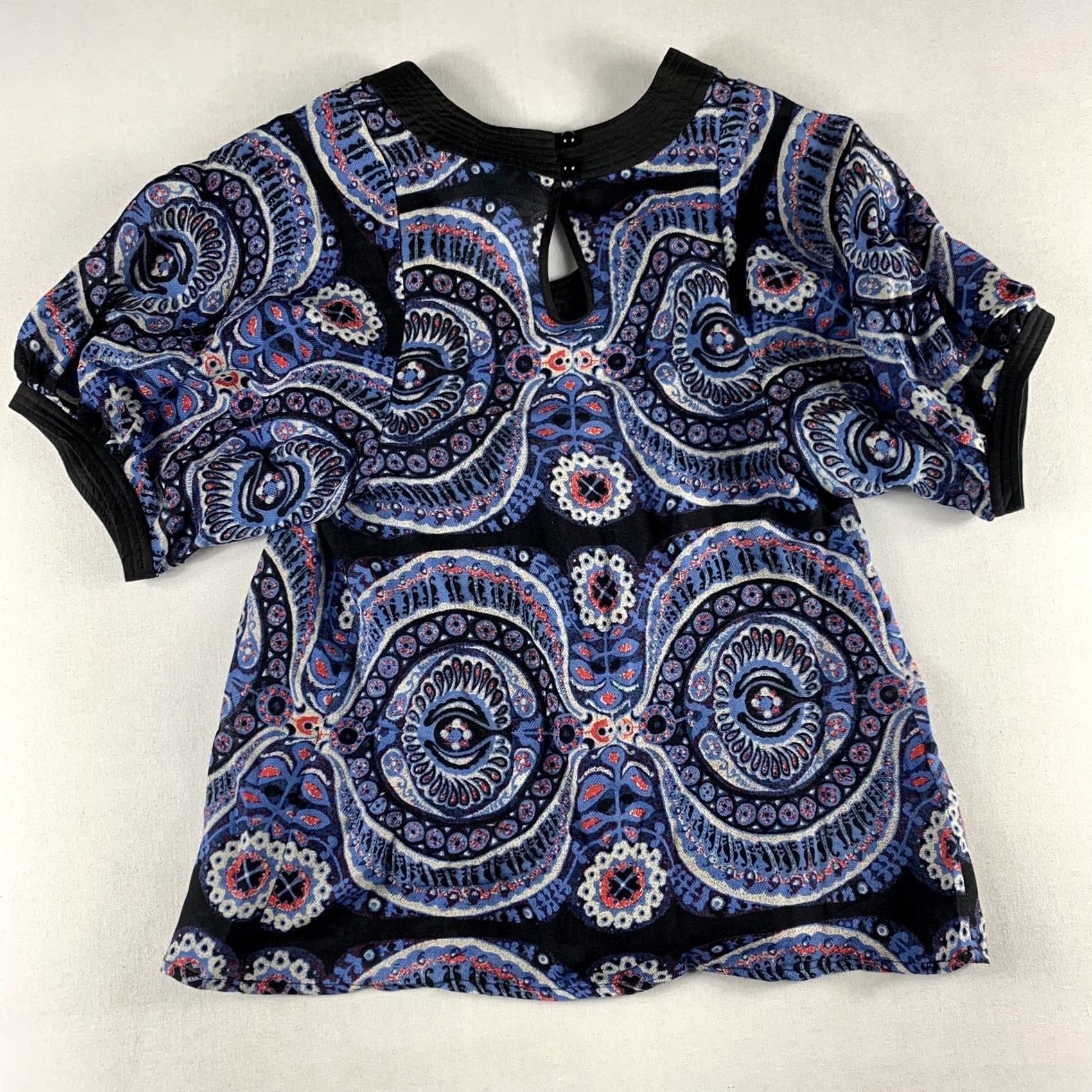 Anthropologie VINTAGE Anthropologie Plenty by Tracy Reese Womens Boho Blouse Silk Wool Blue SZ P Size S / US 4 / IT 40 - 4 Thumbnail