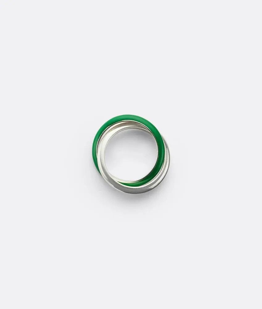 Bottega Veneta o1n1vont0425 Size: 17 / Essentials Ring in Silver/Green Size ONE SIZE - 1 Thumbnail