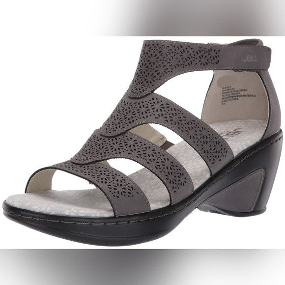 Other JBU By Jambu Bianca Grey Faux Leather Open Toe Wedge Heel Gl Size US 8 / IT 38 - 1 Thumbnail