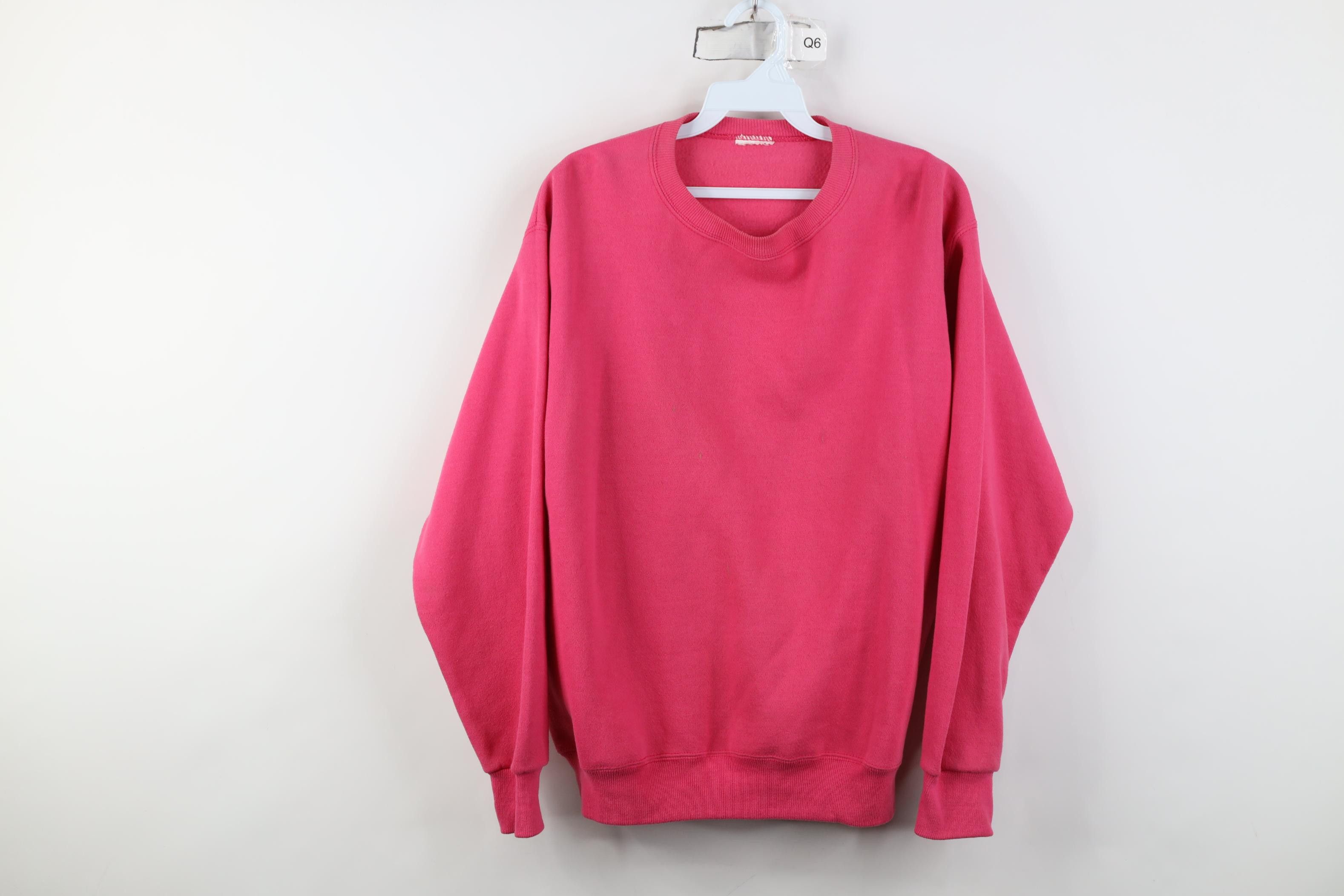 Vintage Vintage 90s Streetwear Blank Crewneck Sweatshirt Pink Size L / US 10 / IT 46 - 1 Thumbnail