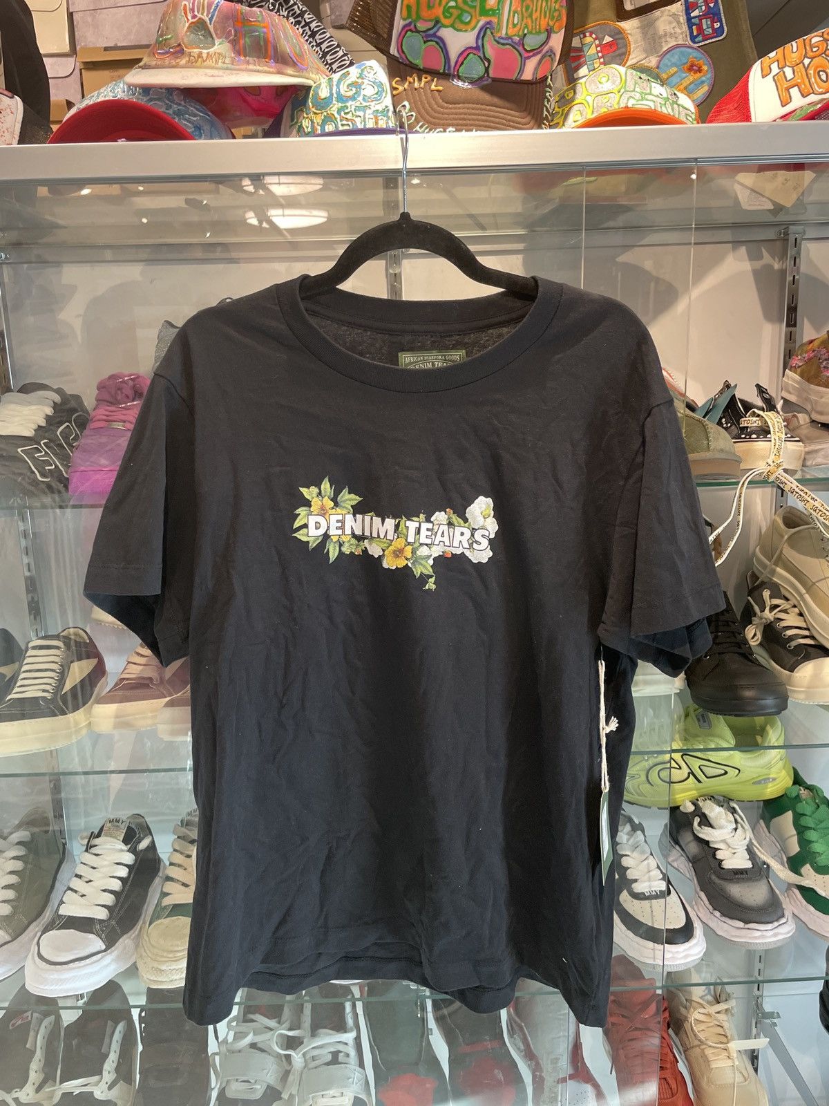 Denim Tears Logo Floral T-Shirt Black