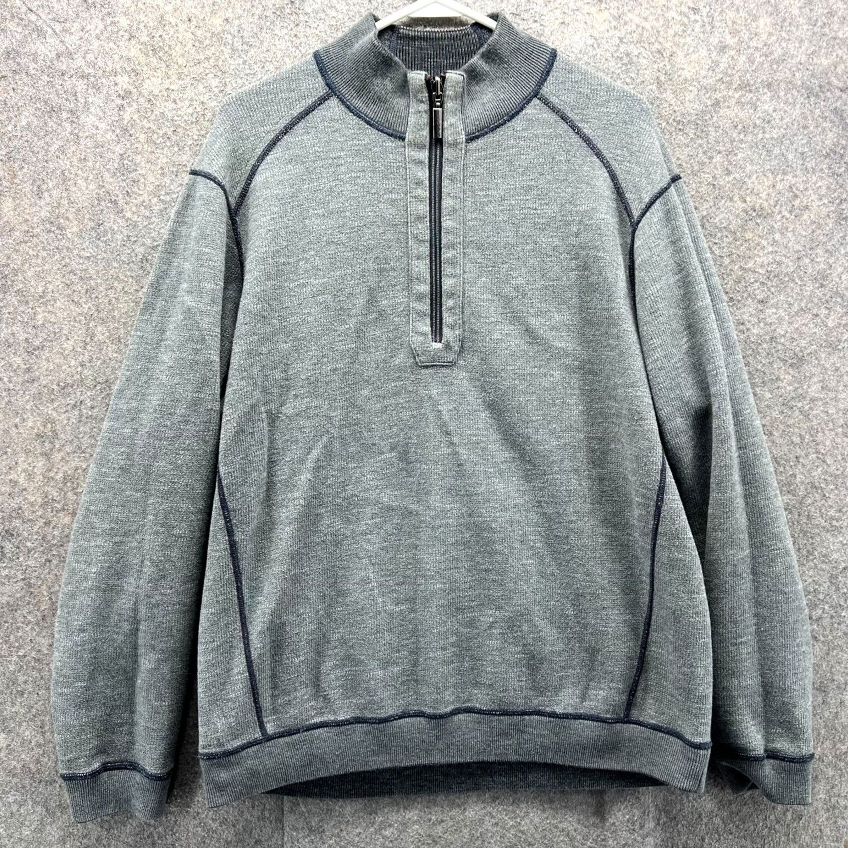 Tommy Bahama VINTAGE Tommy Bahama Sweater Mens XL Gray Pullover 1/4 Zip Reversible Fleece Jacket Shirt Size US XL / EU 56 / 4 - 3 Thumbnail
