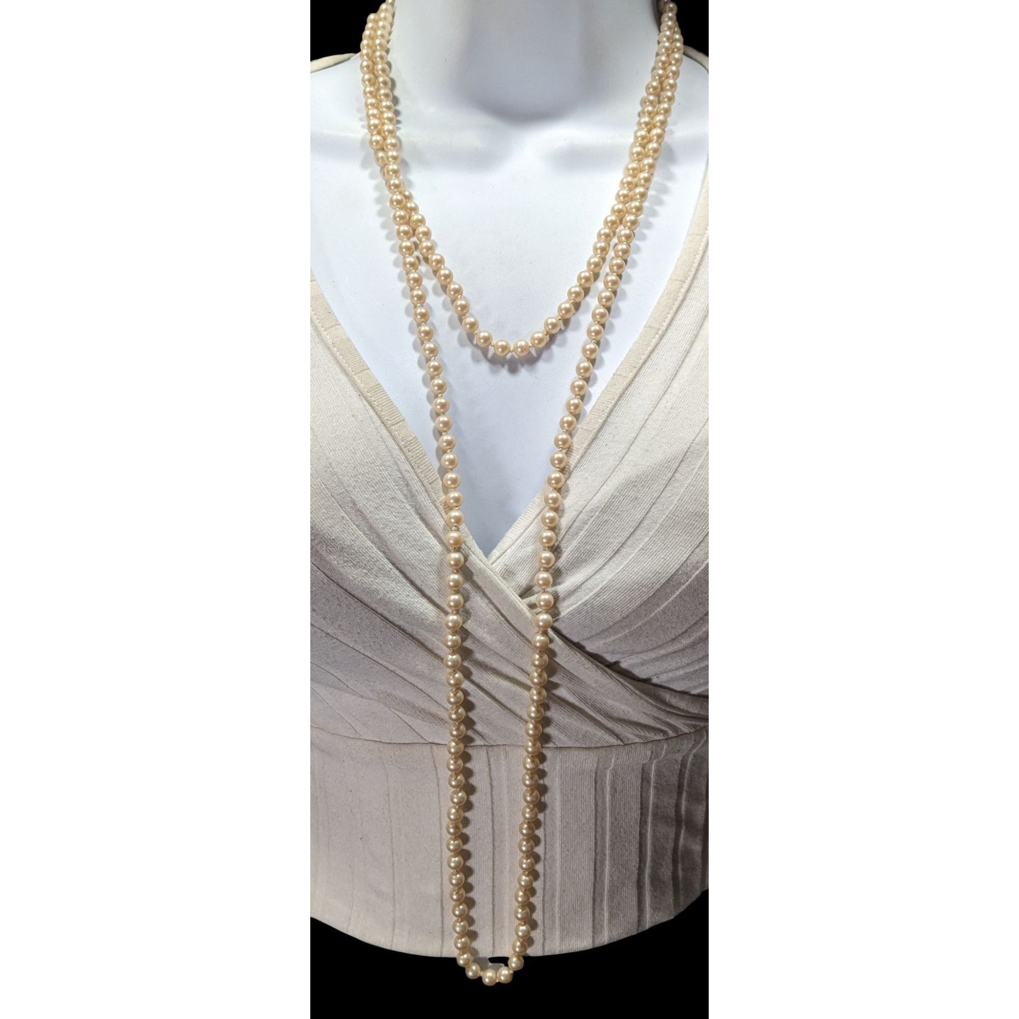 Other Vintage Japanese Cream Faux Pearl Extra Long Beaded Necklace Size ONE SIZE - 7 Thumbnail