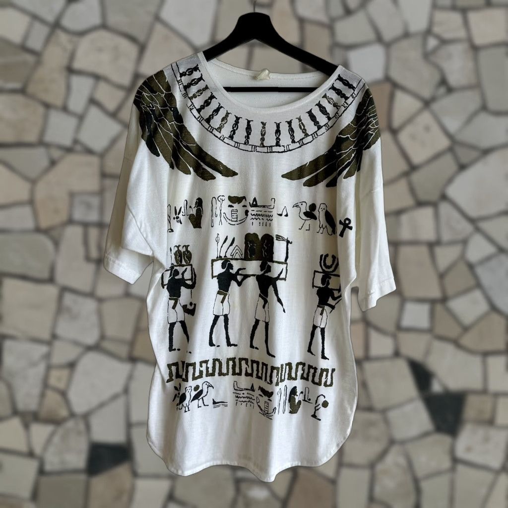 Vintage VINTAGE Egyptian Hieroglyphics T-shirt Full Print 80s 90s XL X-Large Size US XL / EU 56 / 4 - 1 Thumbnail