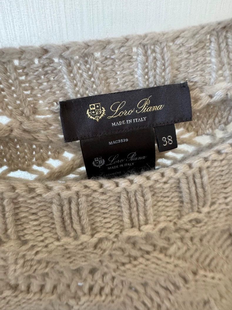 Loro Piana LORO PIANA Coarse Knit Cashmere Sweater Grayish Beige Size XS / US 0-2 / IT 36-38 - 4 Thumbnail