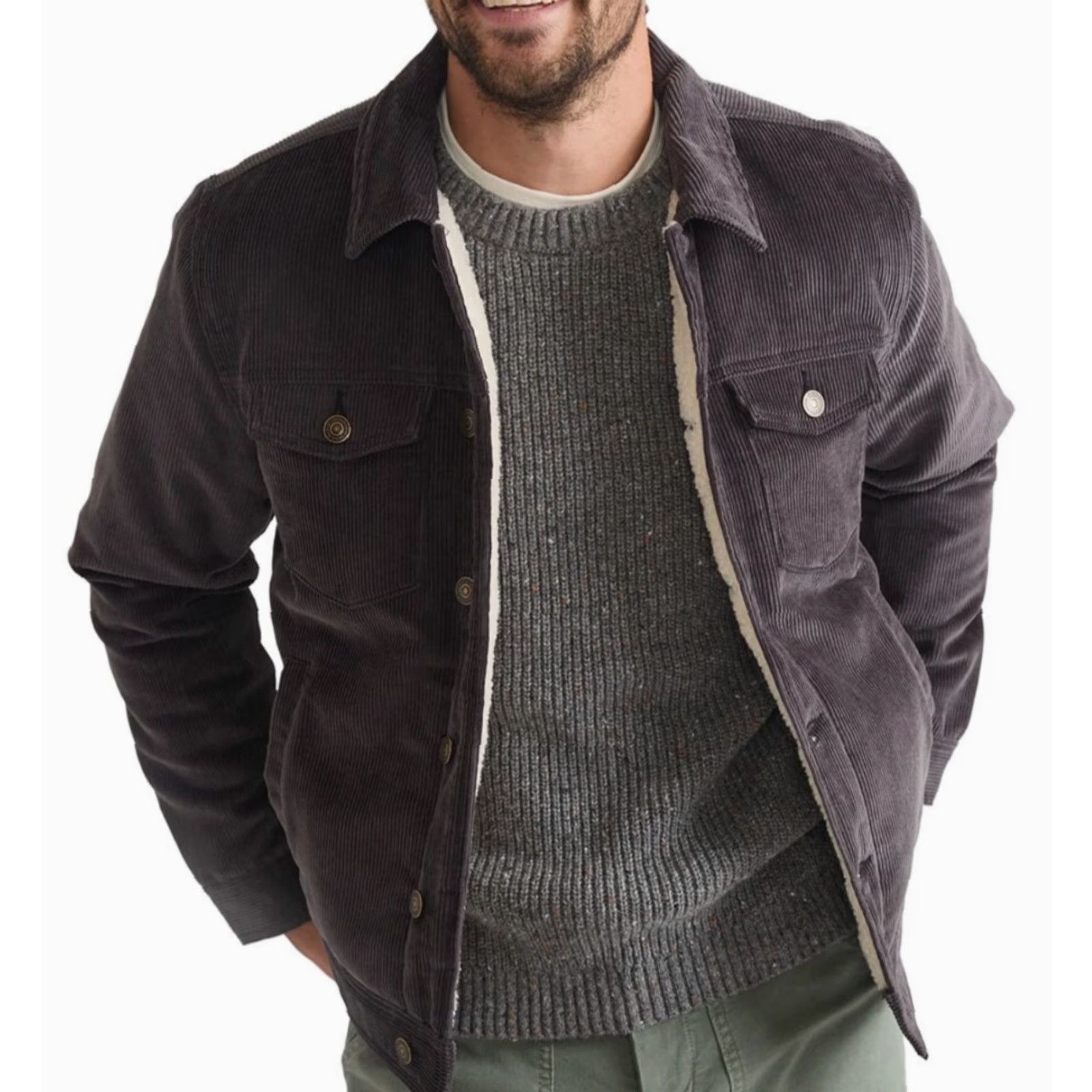 Marine Layer NWT Marine Layer Boise Corduroy Trucker Jacket Mens M Faded Black Corduroy Trucker Jacket Size US M / EU 48-50 / 2 - 2 Thumbnail