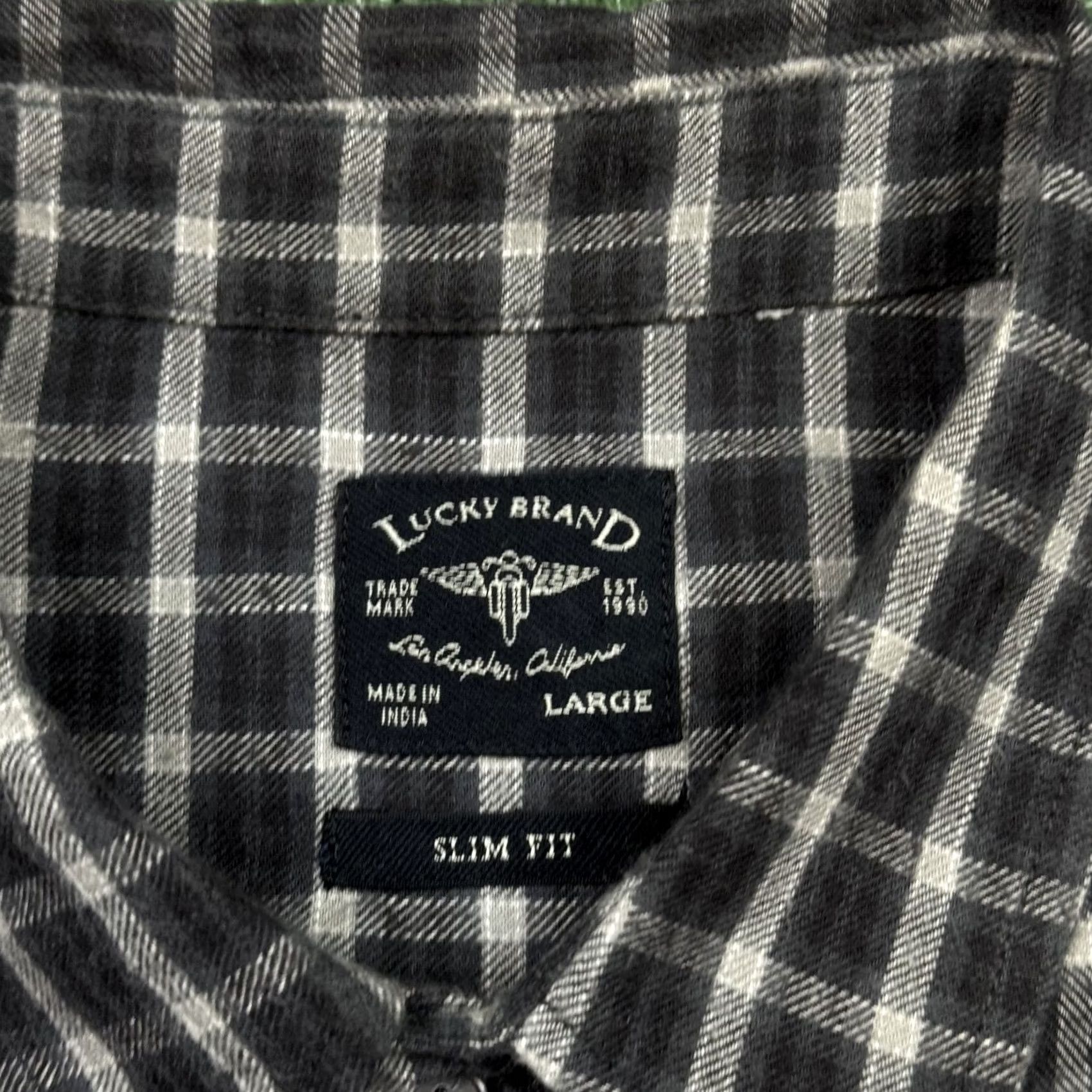 Lucky Brand Lucky Brand Button Up Shirt Men's L Black Long Sleeve Plaid Flannel Slim Size US L / EU 52-54 / 3 - 4 Thumbnail