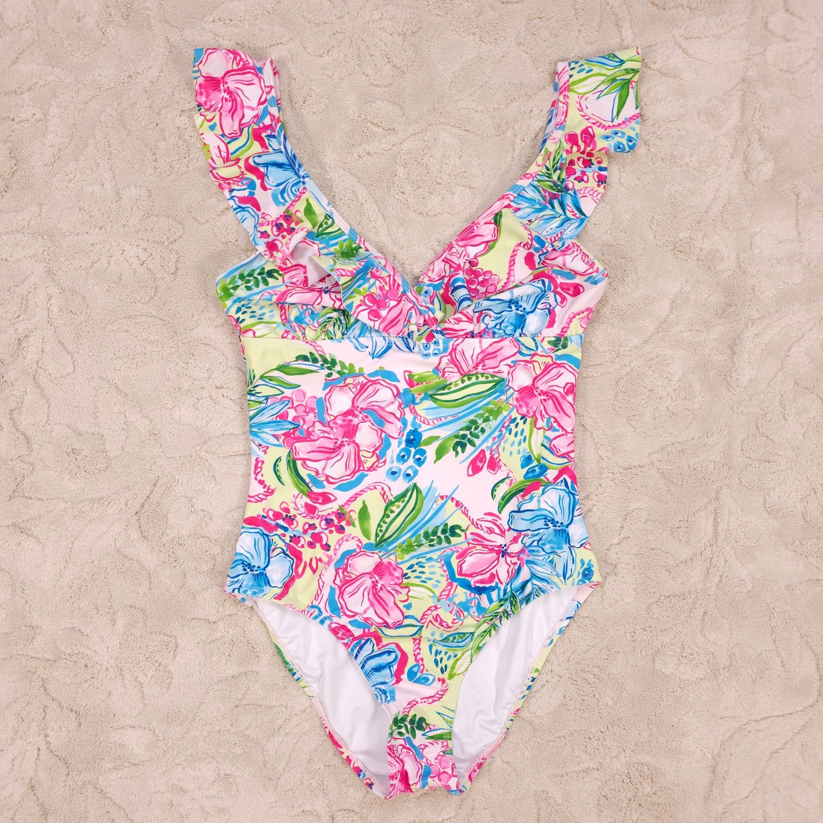 Other Stella Parker Tropical Floral Ruffle Swimsuit Sz Medium Size ONE SIZE - 5 Thumbnail