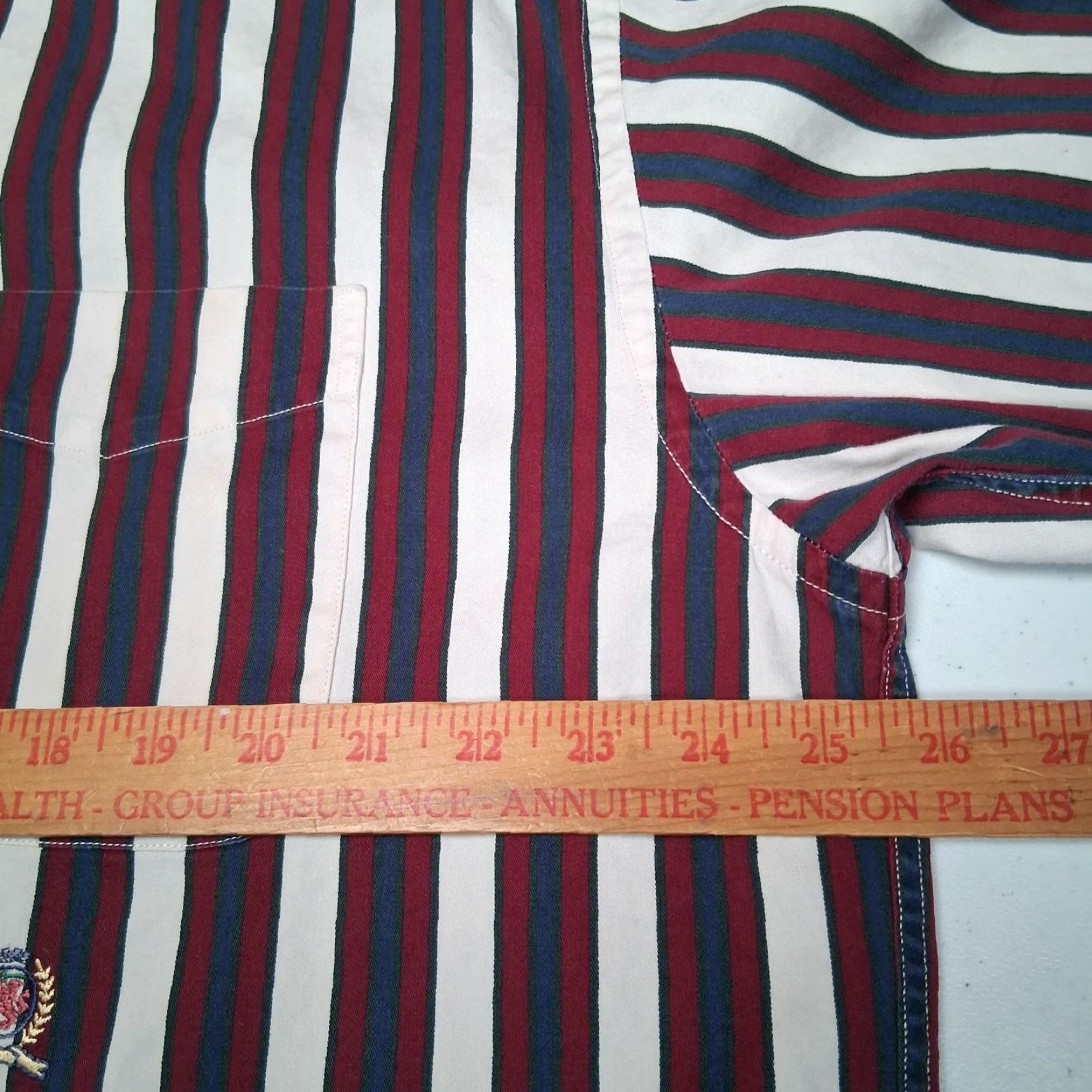 Tommy Hilfiger VINTAGE Tommy Hilfiger Shirt Men L Maroon Navy Stripe Crest Button-Up Collared 1990s Retro Blue Cotton Size US L / EU 52-54 / 3 - 5 Thumbnail