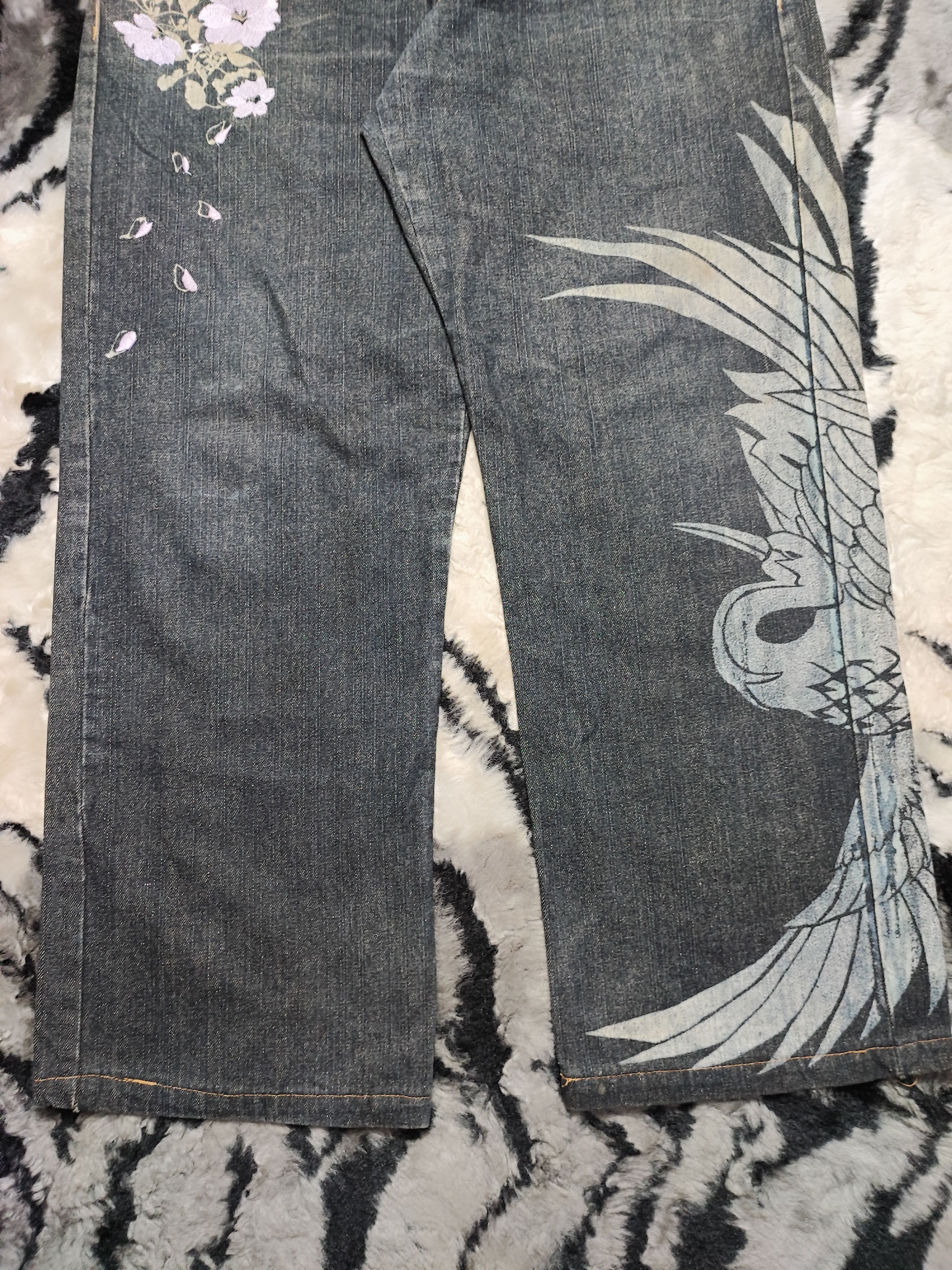 Japanese Brand Sukajan Phoenix Jeans Distressed by Gumu 34x28 Size US 34 / EU 50 - 4 Thumbnail