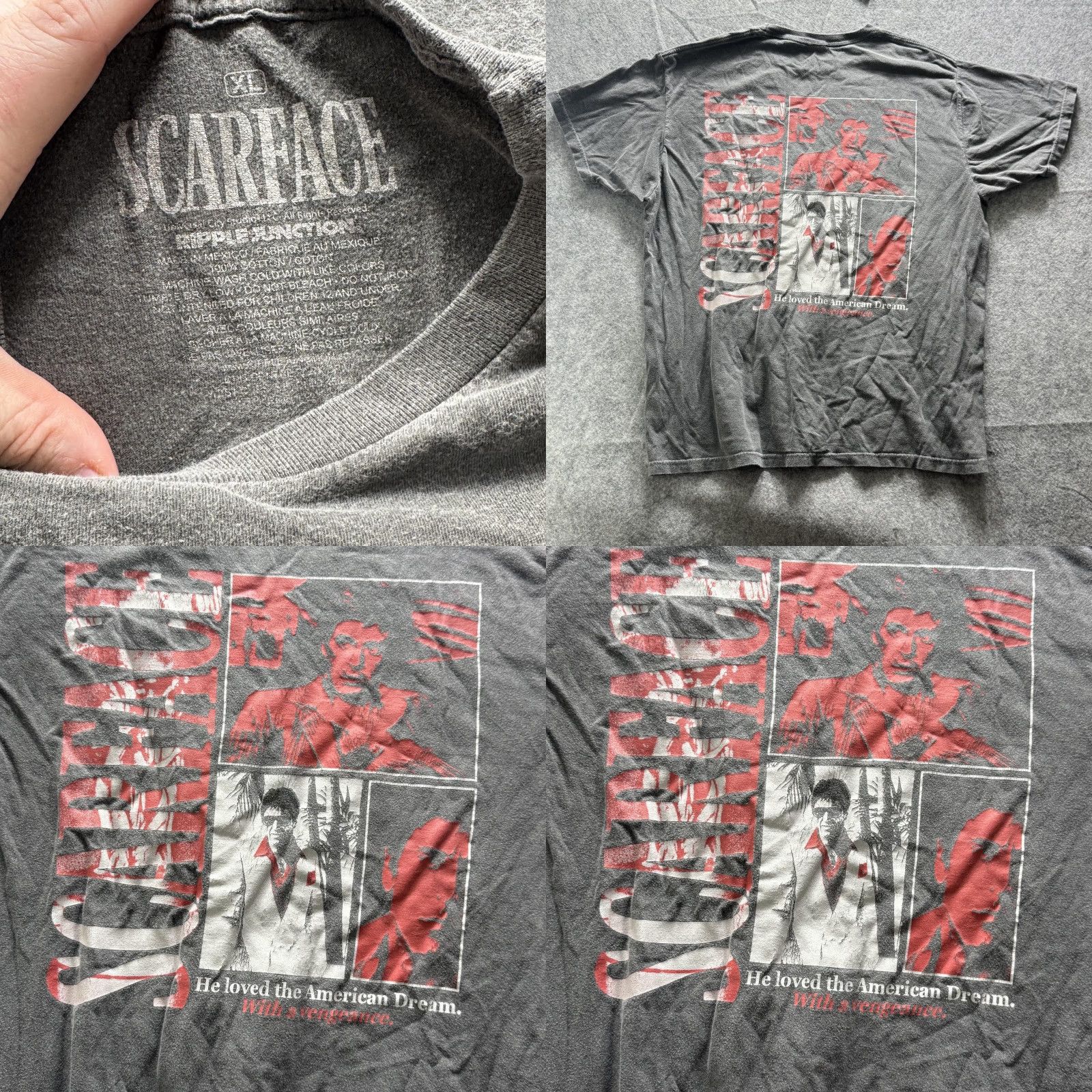 Ripple Junction Ripple Junction Scarface Shirt Mens XL Gray Tony Montana Graphic Tee Movie Size US XL / EU 56 / 4 - 9 Thumbnail