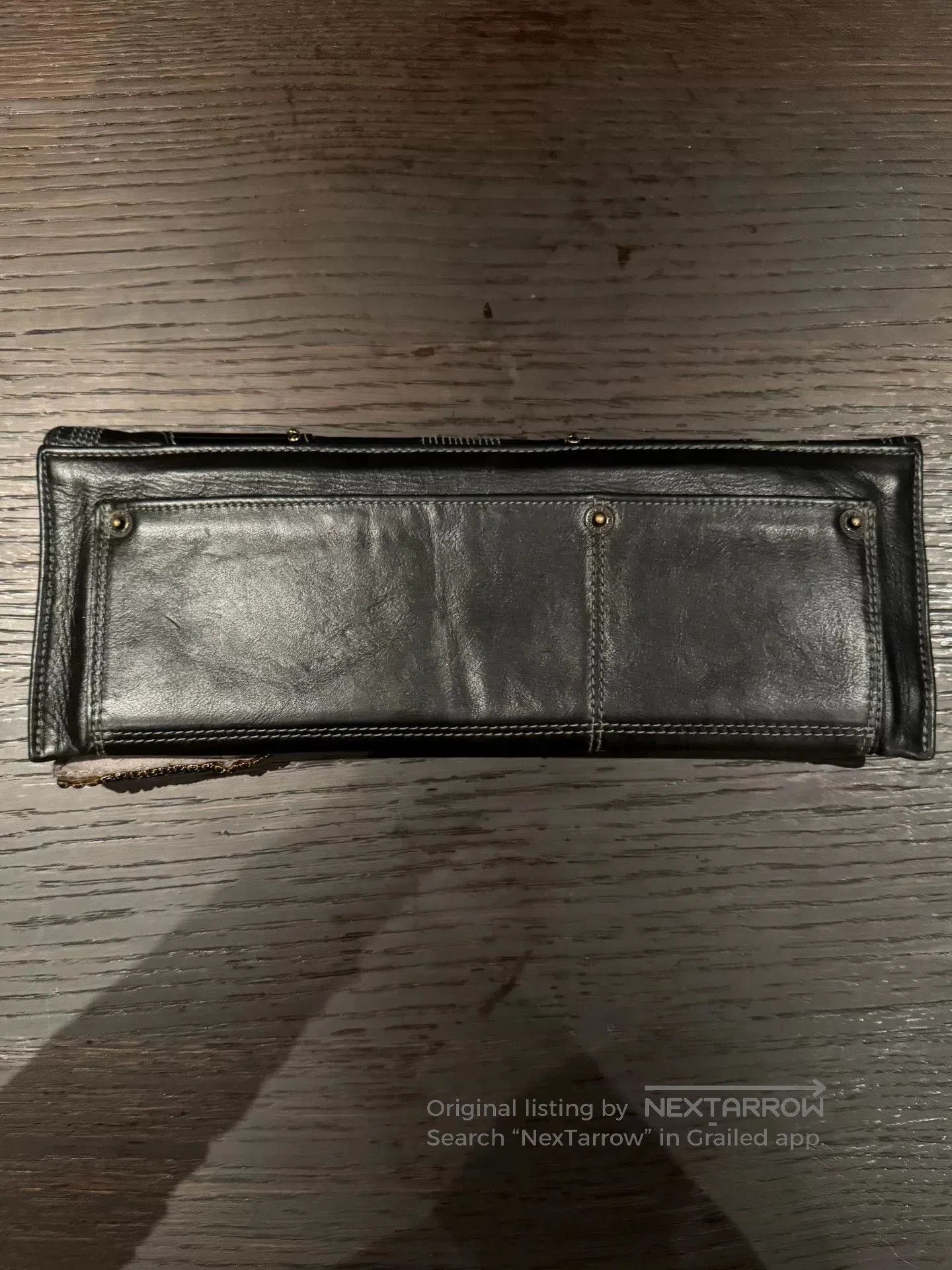 Vintage stylish black leather hand clutch bag. Size ONE SIZE - 2 Thumbnail