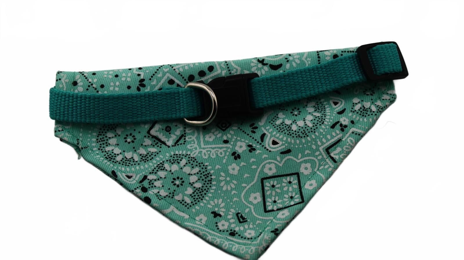 Designer Teal pet bandana -New Size ONE SIZE - 2 Thumbnail