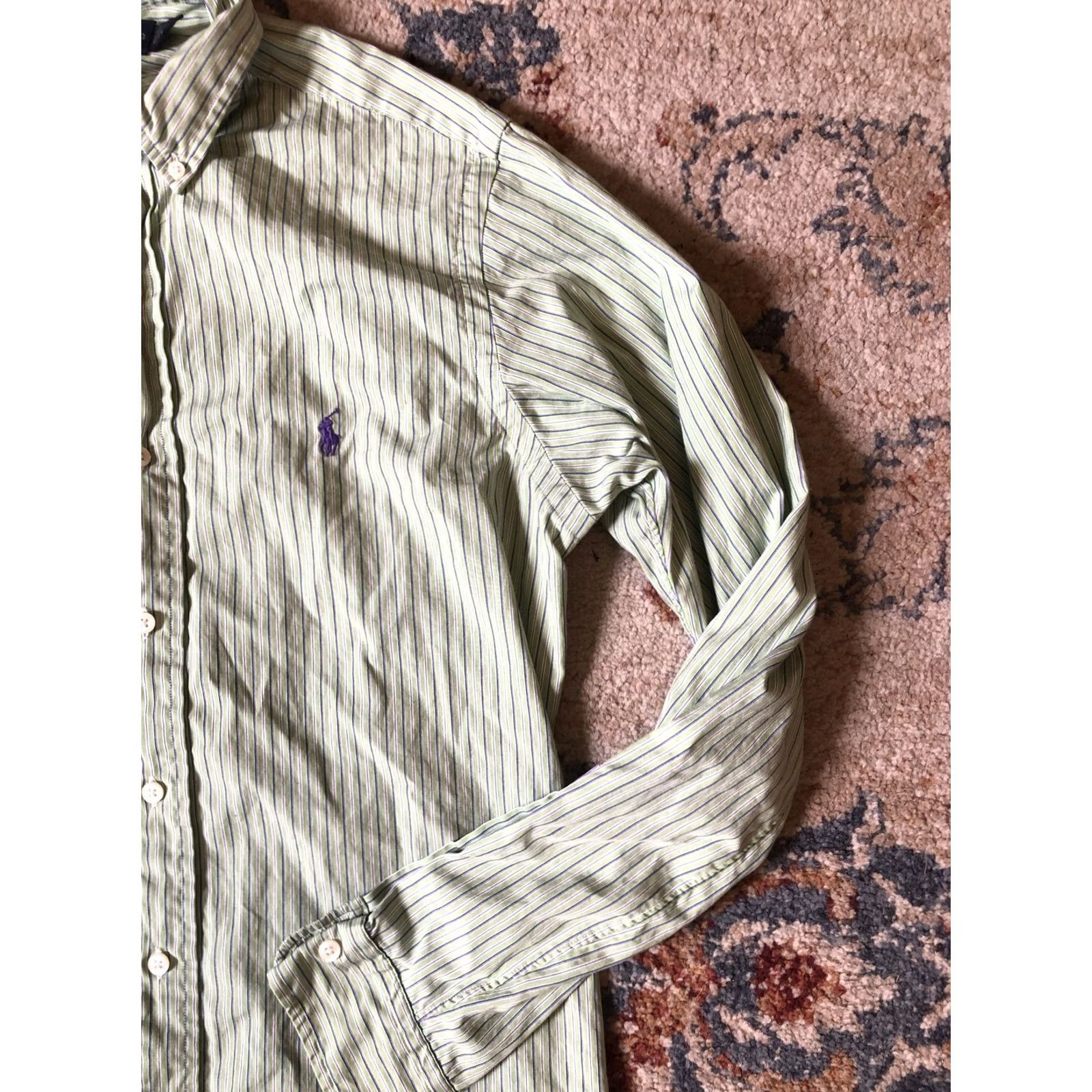 Ralph Lauren Ralph Lauren Men's Classic Fit Oxford Button-down Shirt 15 Green Striped Collar Button-Down Long Sleeve Size US M / EU 48-50 / 2 - 4 Thumbnail