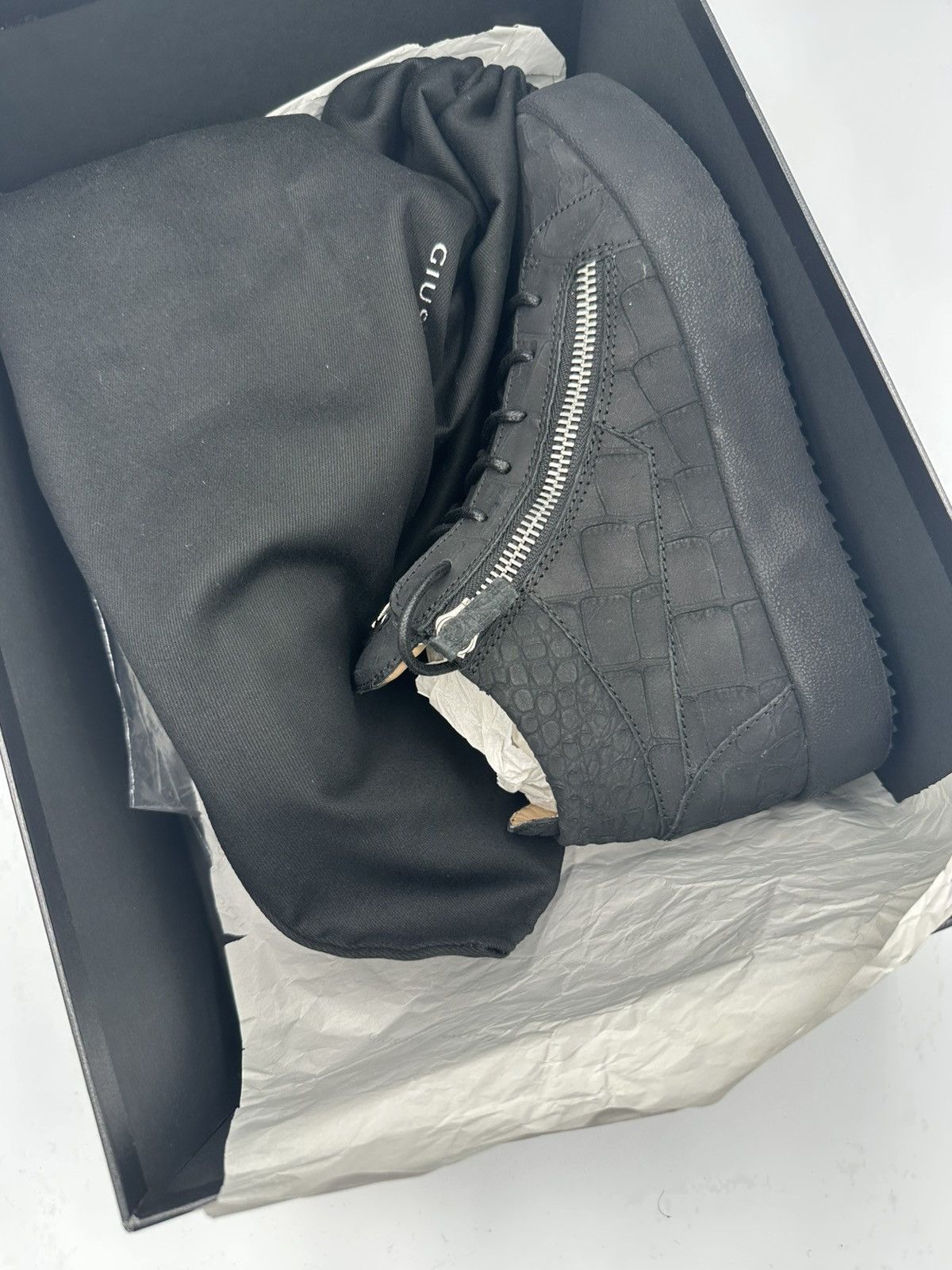 Giuseppe Zanotti Giuseppe Zanotti Hightop Croc Print Sneakers Size US 7.5 / EU 40-41 - 4 Thumbnail