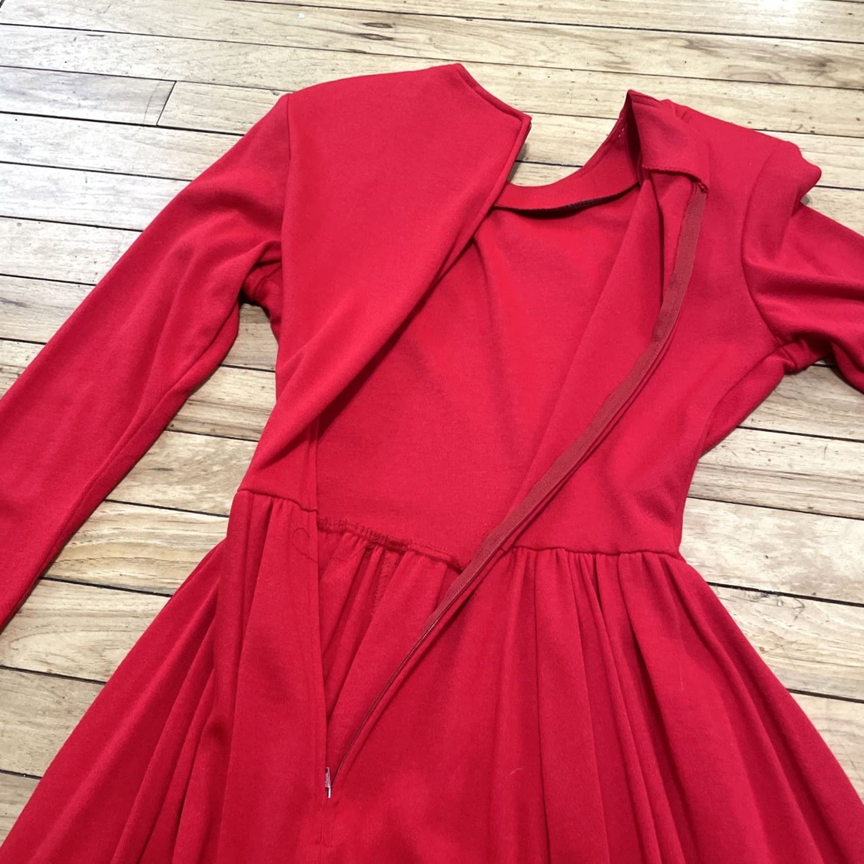 Vintage VINTAGE Expo Prairie Dress Womens 1980s Red Wool Lace Trim Made USA 8 Zipper Size M / US 6-8 / IT 42-44 - 5 Thumbnail