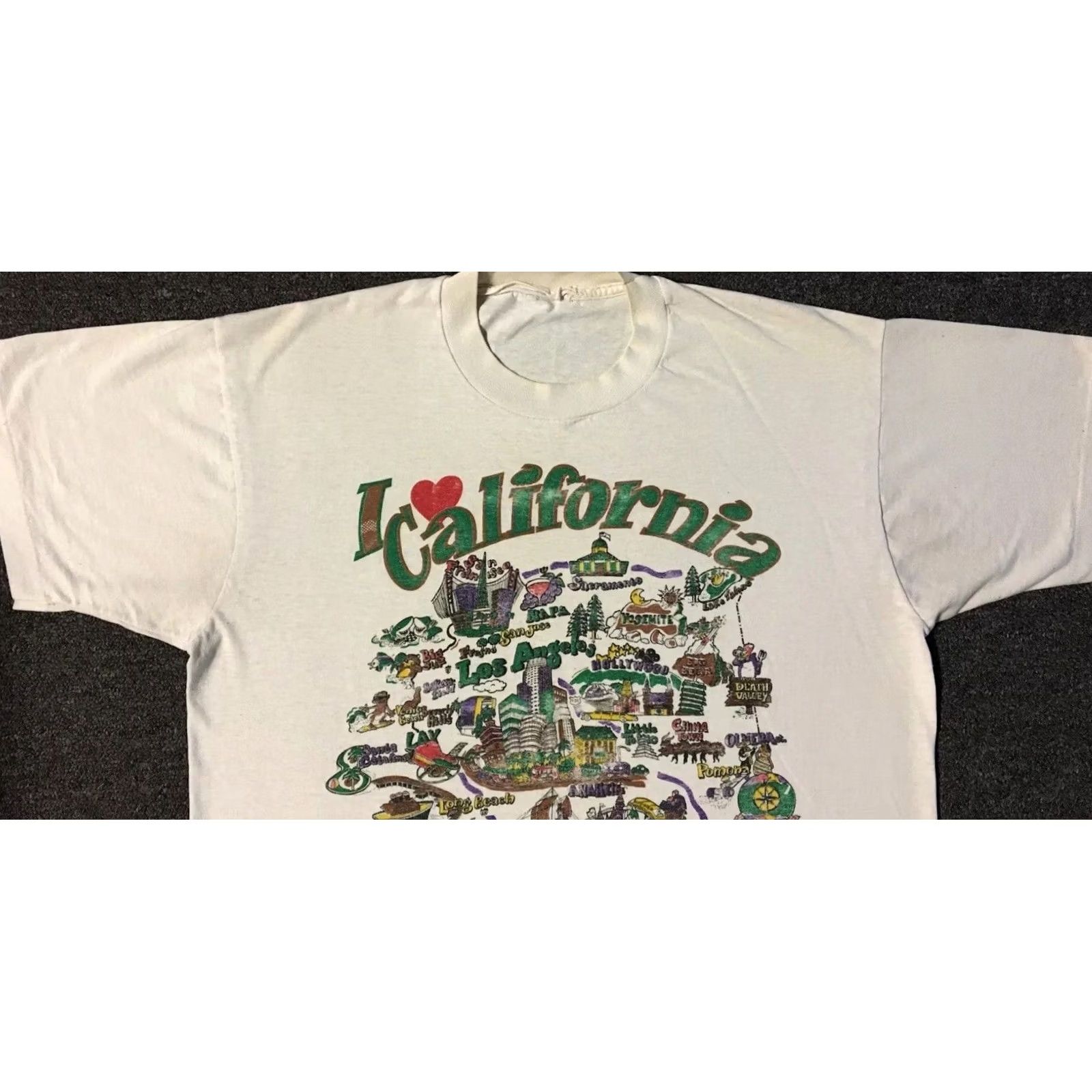 Vintage VINTAGE I Love California Faded Distress Shirt S White Mens 90s 80s Band Graphic Grunge Surf USA Beach Cartoon 80s Distressed Single Stitch T-Shirt Size US S / EU 44-46 / 1 - 6 Thumbnail