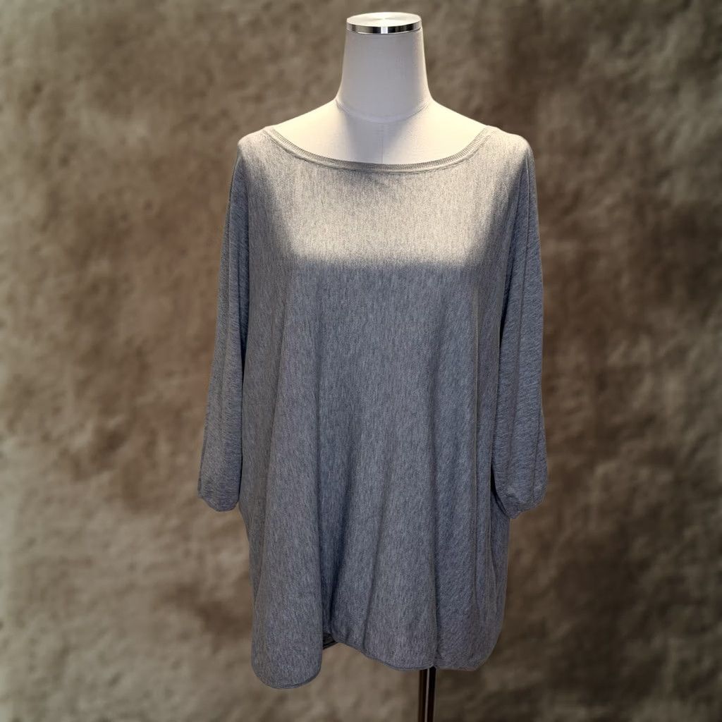 Vintage Garnet Hill Womens Sweater Tunic 3/4 Sleeve Boat Neck Silk Cotton Gray Medium Size M / US 6-8 / IT 42-44 - 1 Thumbnail