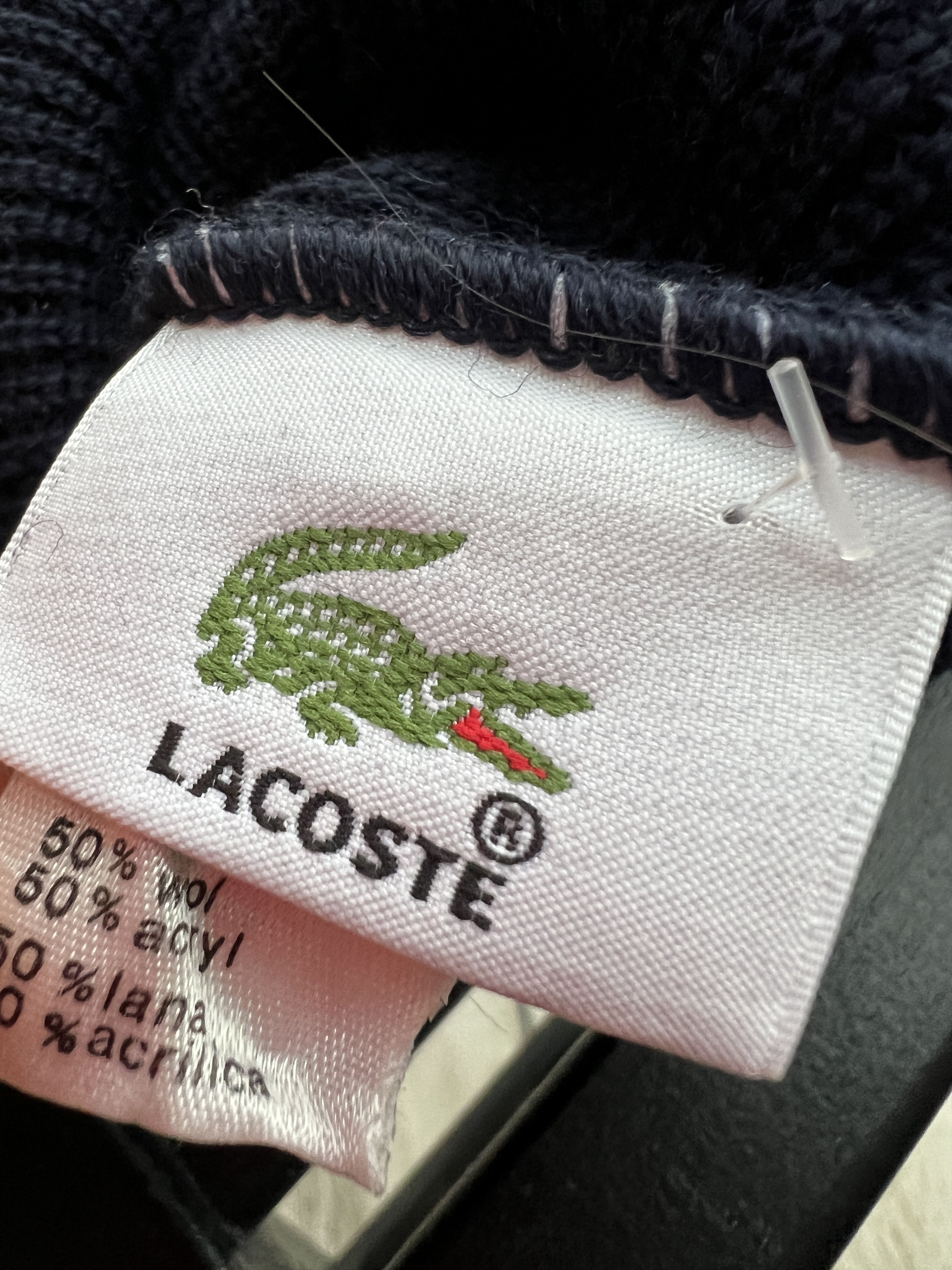 Vintage 90s Lacoste Beanie Hat Wool Navy