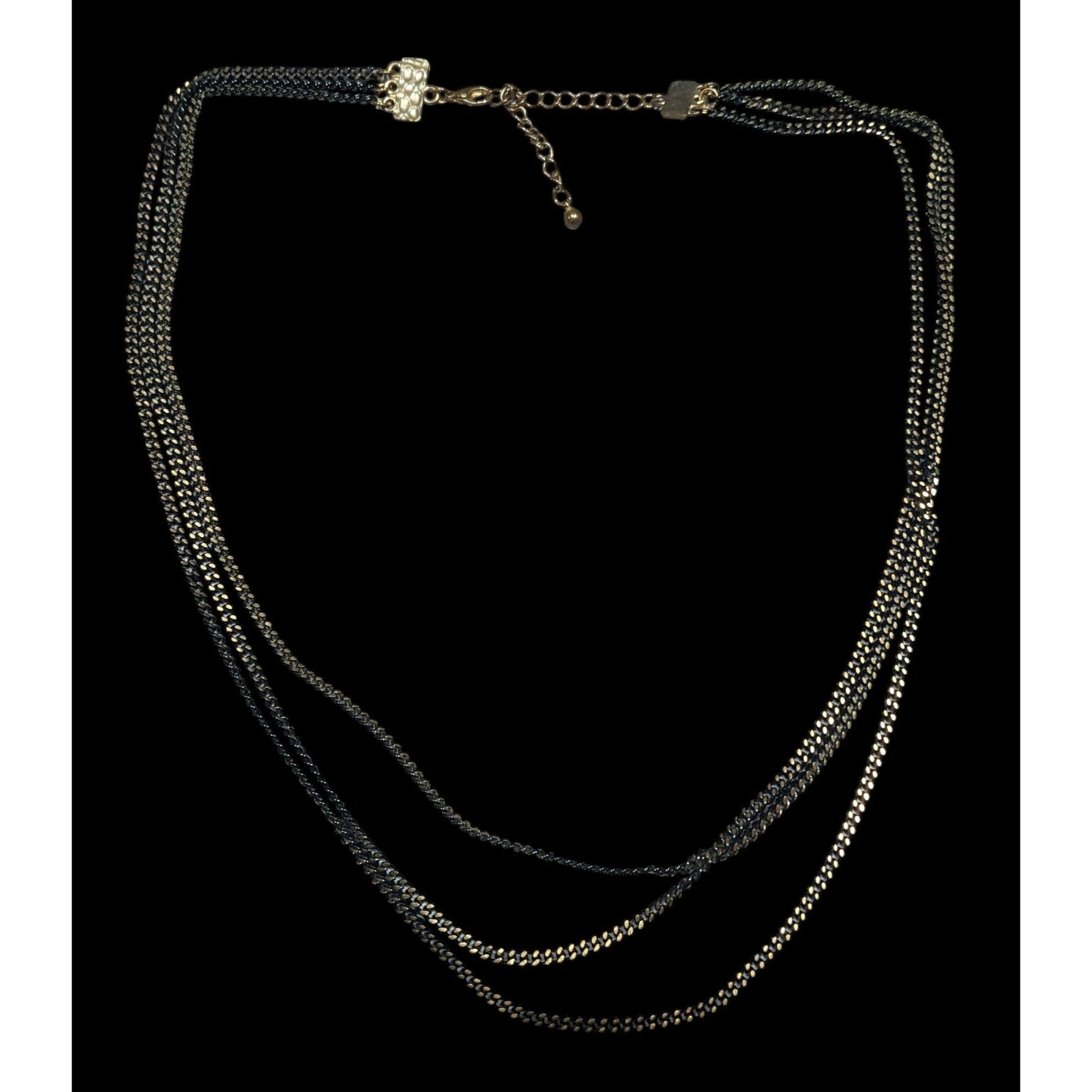 Other Dark Elegant Black And Gold Tone Multilayer Chain Necklace Size ONE SIZE - 2 Thumbnail