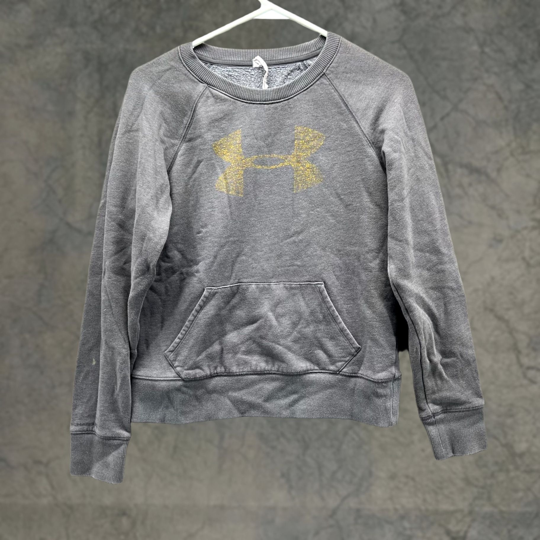 Under Armour VINTAGE Under Armour Sweatshirt Womens Small Gray ColdGear Pocket Logo Pullover Fleece Size S / US 4 / IT 40 - 1 Thumbnail