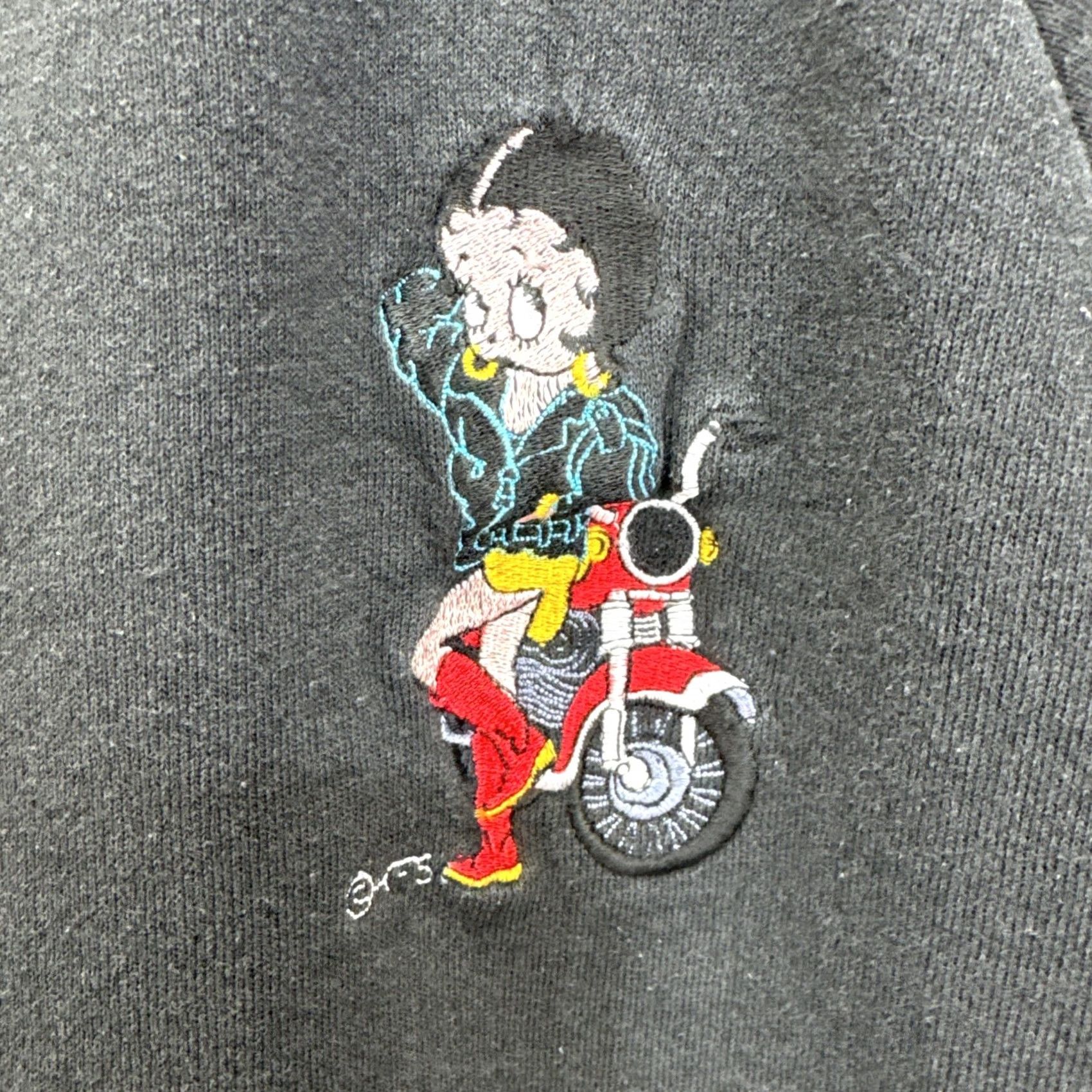 Vintage VINTAGE Betty Boop Motorcycle Biker Embroidered Graphic Crewneck Sweatshirt XL Women Black 1990s Glam Rock Pullover Betty Boop Girls Womens Size XL / US 12-14 / IT 48-50 - 6 Thumbnail