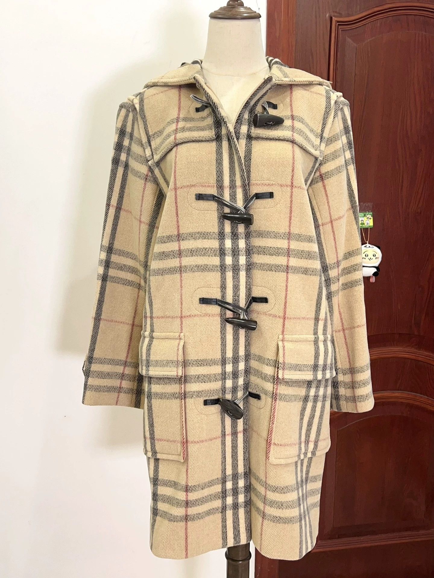 Burberry Vintage Plaid Wool Duffle Coat