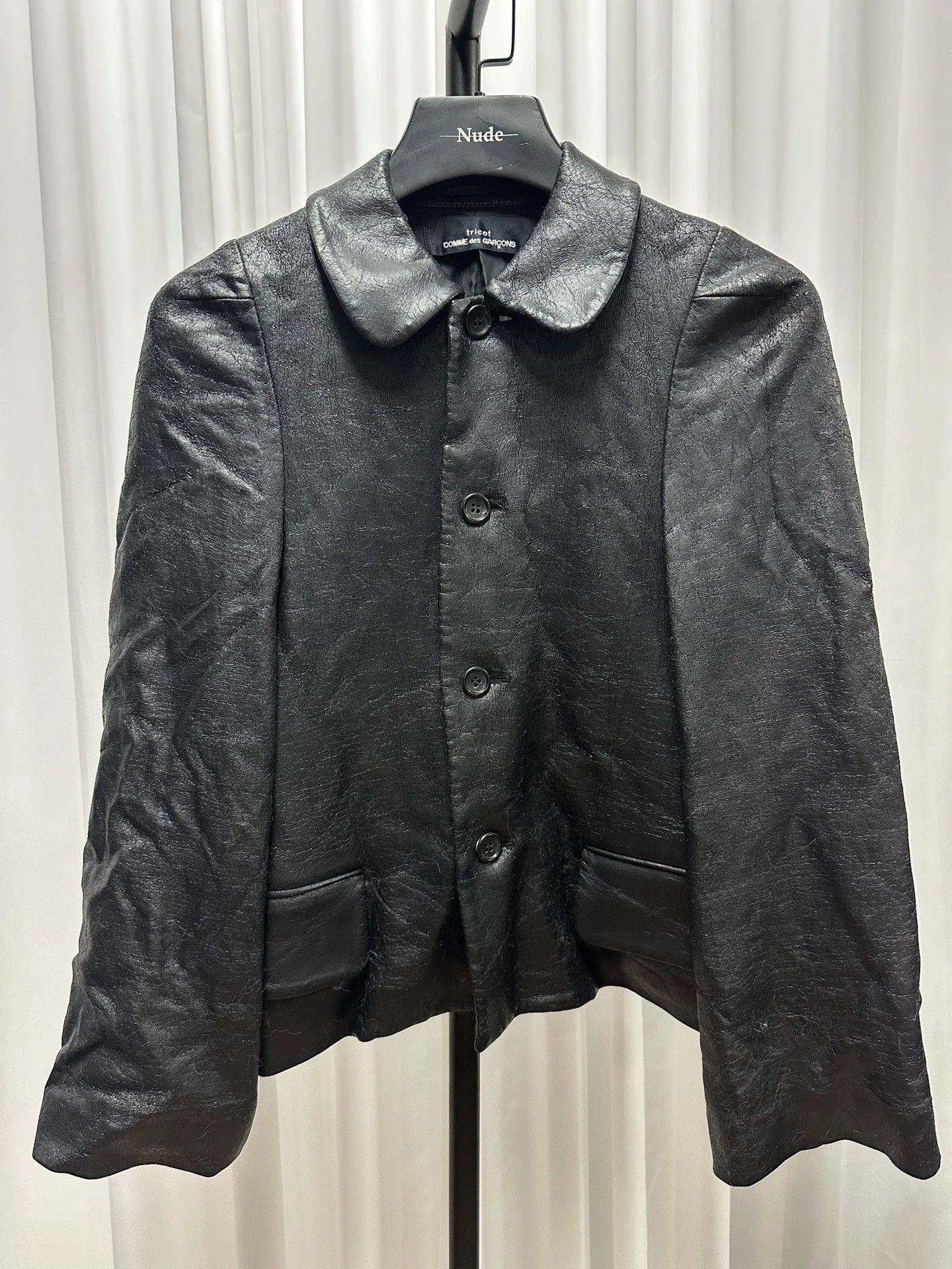 Comme des Garcons CDG Tricot Vintage Faux Leather Mand Coll Jkt (Bust 98, L62) Size ONE SIZE - 1 Thumbnail