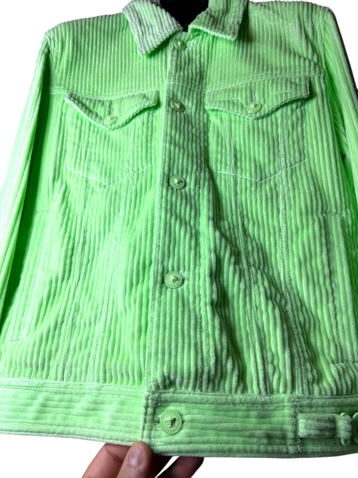 Versace Versace lime green corduroy jacket with Medusa buttons Size US M / EU 48-50 / 2 - 4 Thumbnail
