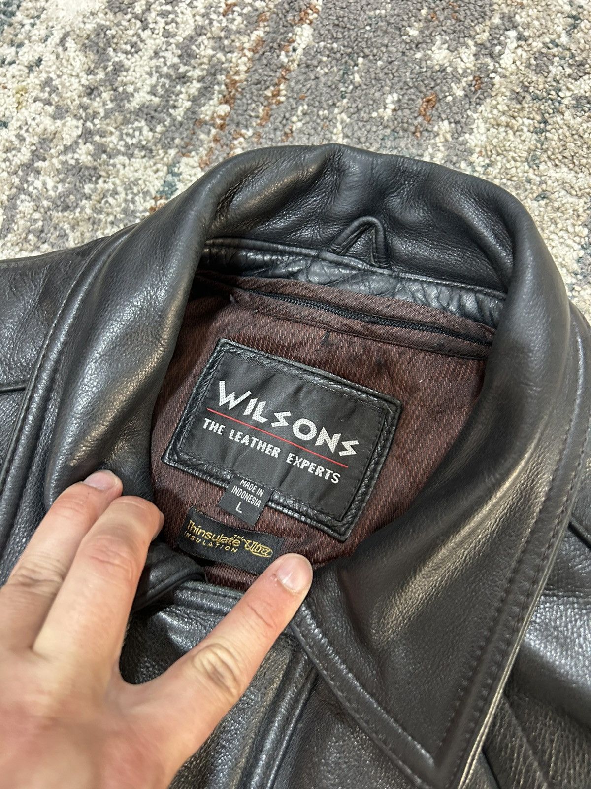 Wilsons Leather Vintage Black Leather Bomber Jacket Heavyweight Thinsulate Size US L / EU 52-54 / 3 - 3 Thumbnail