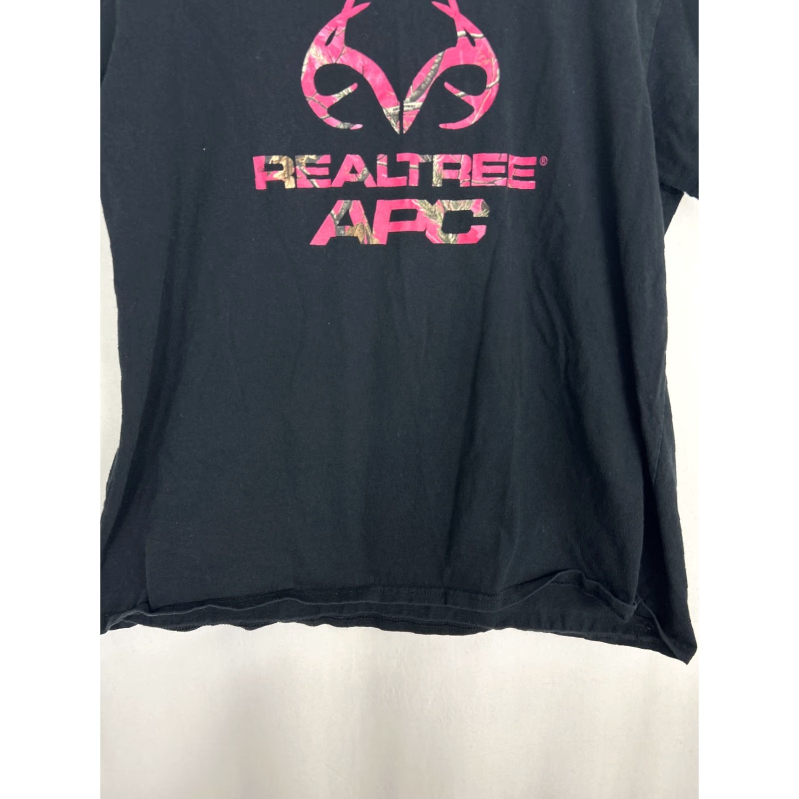 Realtree Realtree Black Pink APC Camouflage Short Sleeve Shirt Womens 2XL Crew Neck Pullover 100% Cotton Camouflage Logo Basic Outdoor Shirts Womens 2XL Size XXL / US 16-18 / IT 52-54 - 5 Thumbnail
