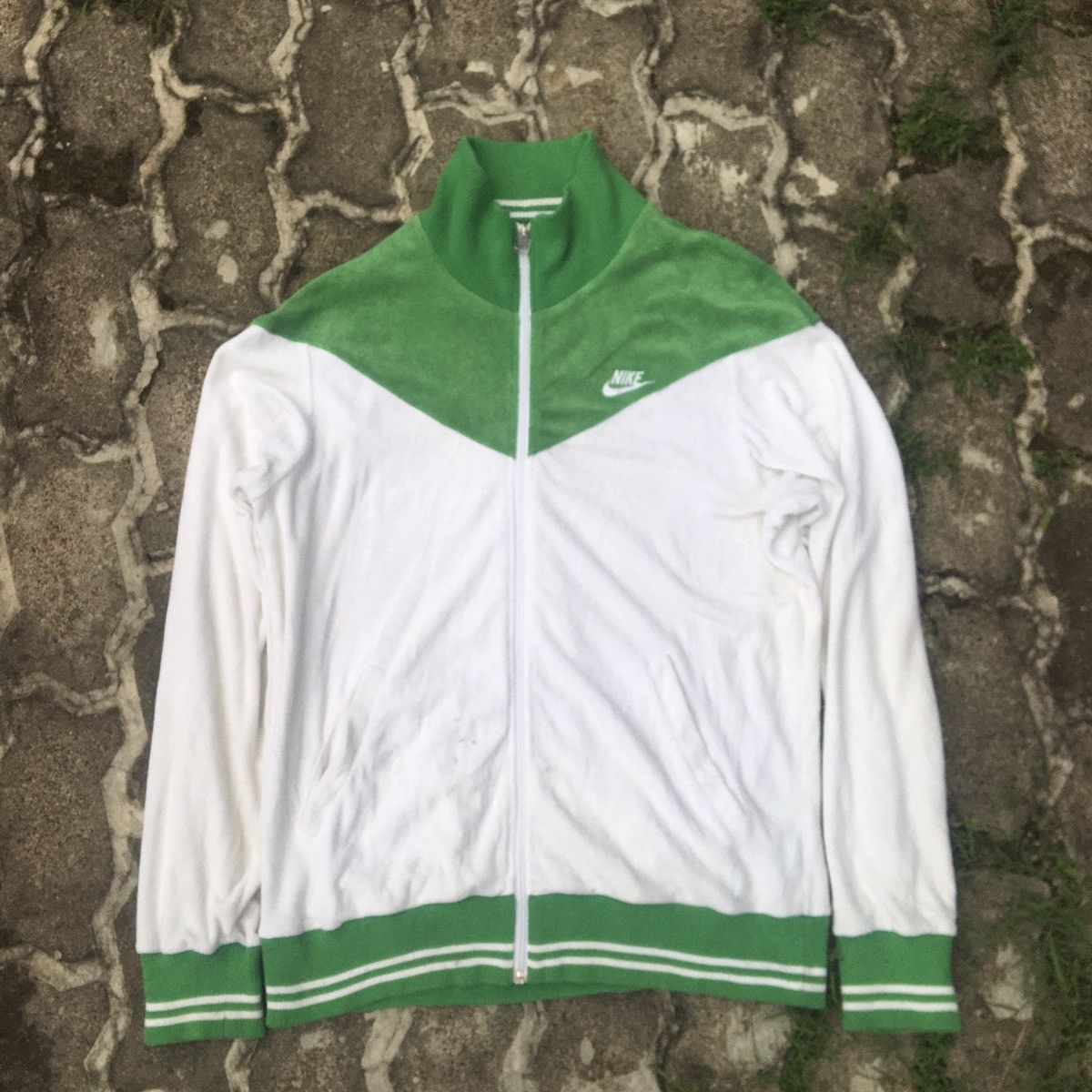 image of Nike Velvet Two Tones Tracktop in Green/White, Men's (Size 2XL)