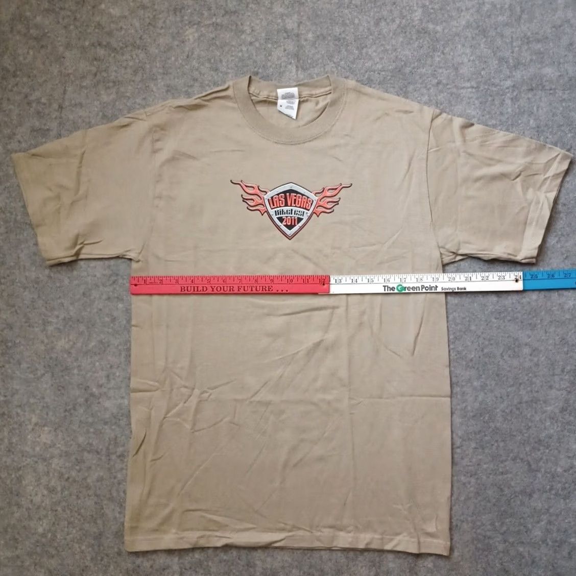 Fruit Of The Loom Las Vegas Bike Fest Mens Shirt M Beige Double Side Wings Logo 2011 Short Sleeve Size US M / EU 48-50 / 2 - 5 Thumbnail