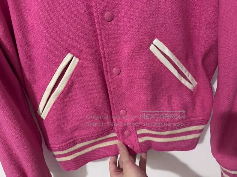 Saint Laurent Paris Saint Laurent Paris Leather patched pink and white basebal Size US S / EU 44-46 / 1 - 3 Thumbnail