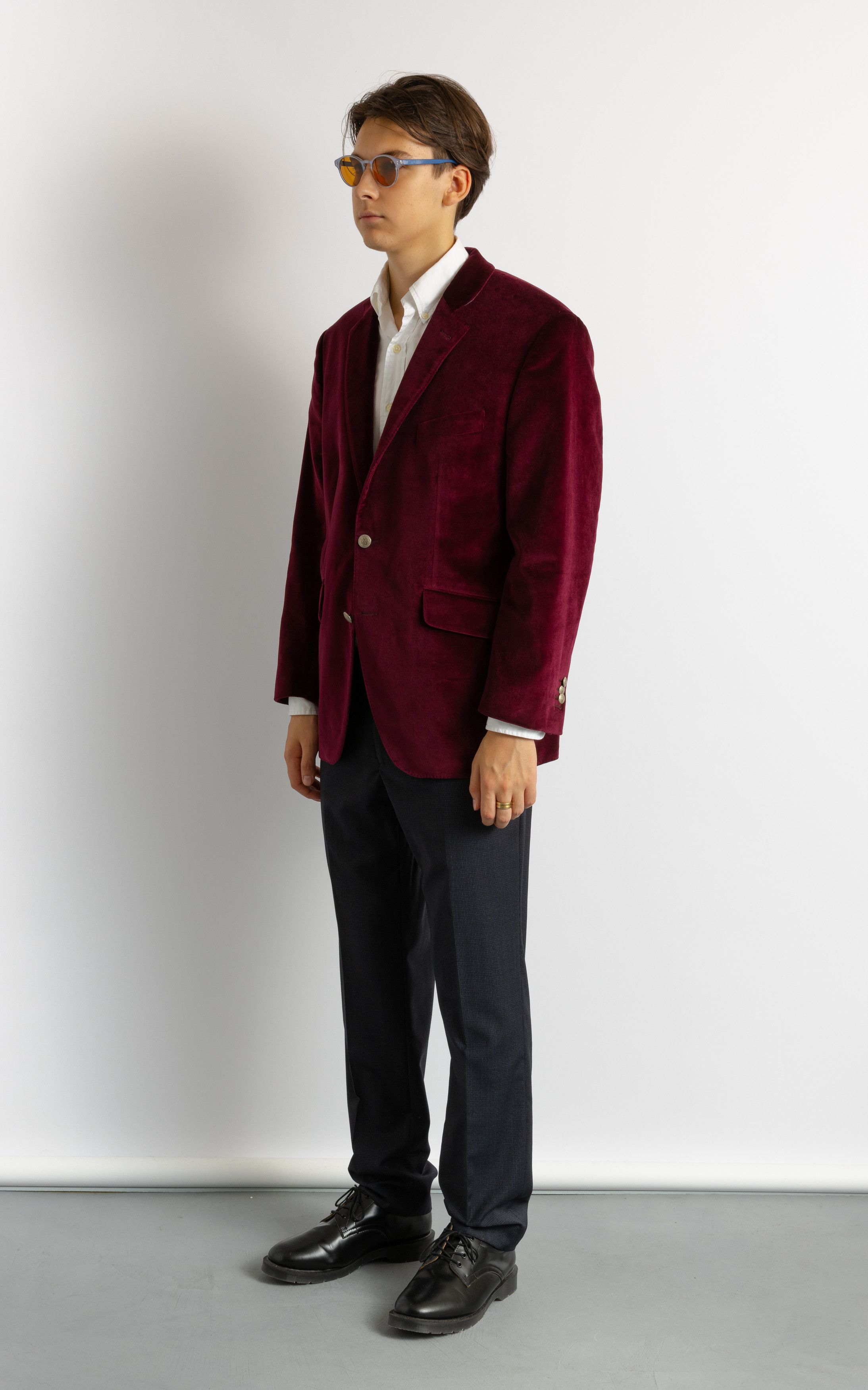 SCABAL Scabal Burgundy Men's Jacket Velvet Blazer 8719 Size US L / EU 52-54 / 3 - 3 Thumbnail