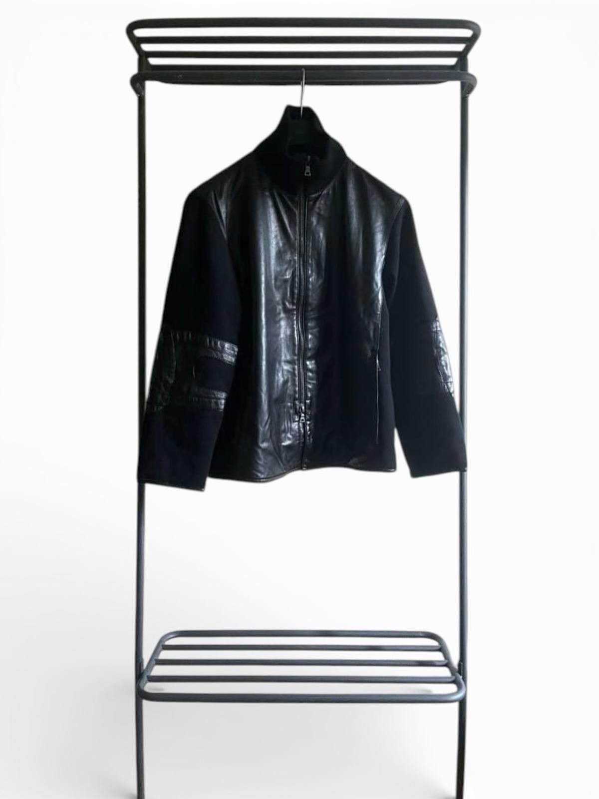 Prada Prada - Black Leather and Wool Zip-Up Jacket Size US L / EU 52-54 / 3 - 2 Thumbnail