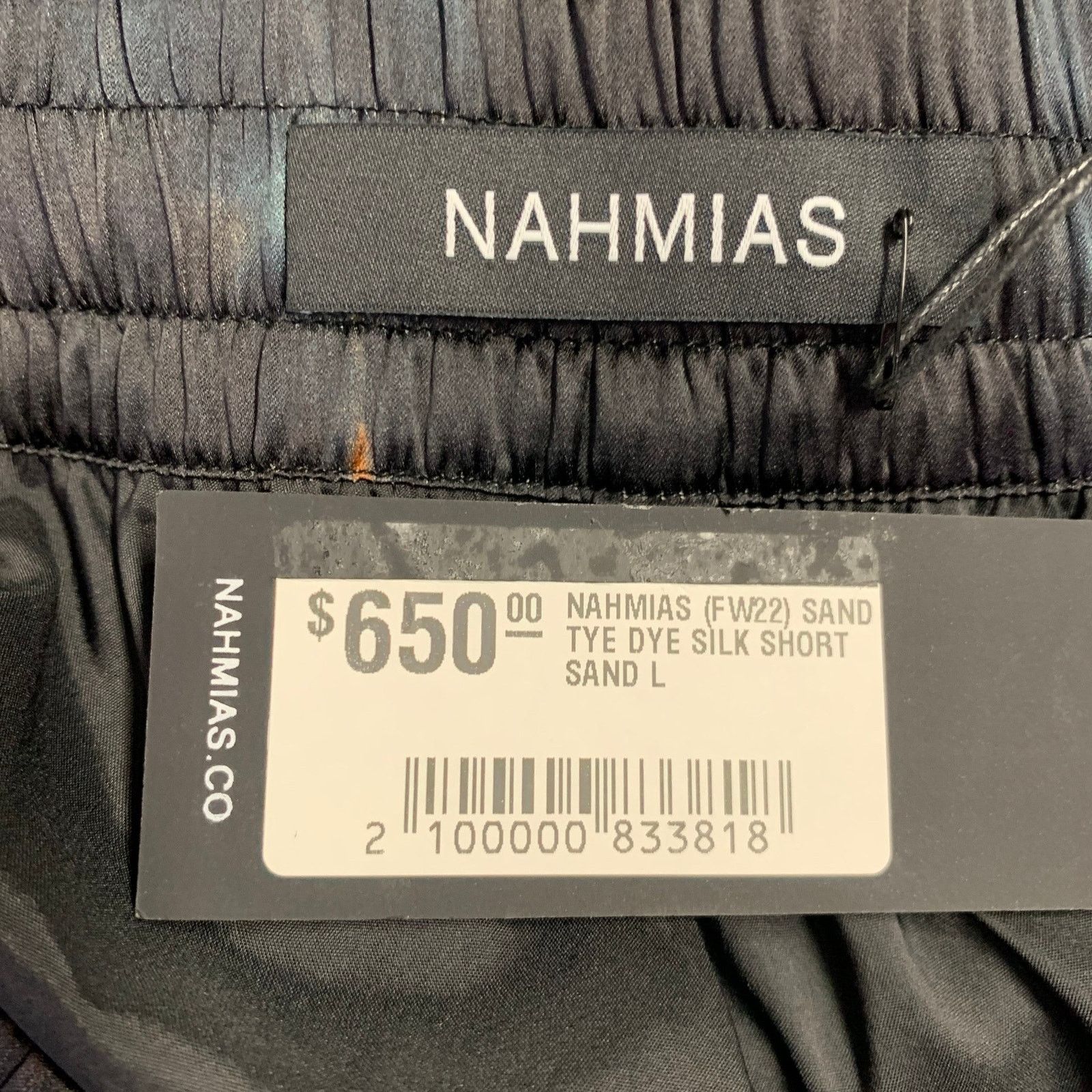 Nahmias Size L Black White Tie Dye Logo Silk Blend Joggers Shorts Size US 34 / EU 50 - 3 Thumbnail